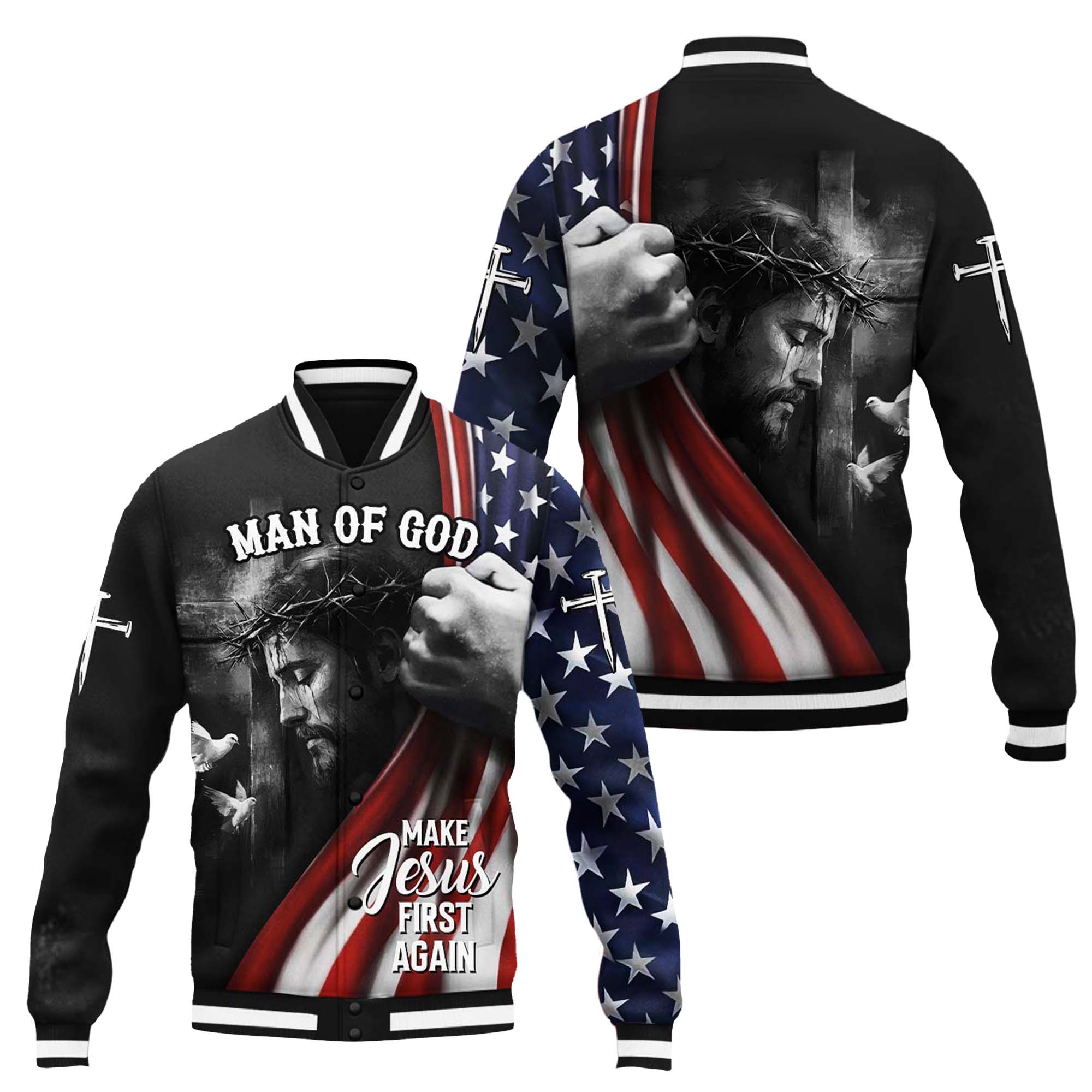 Make Jesus First Again Baseball Jacket