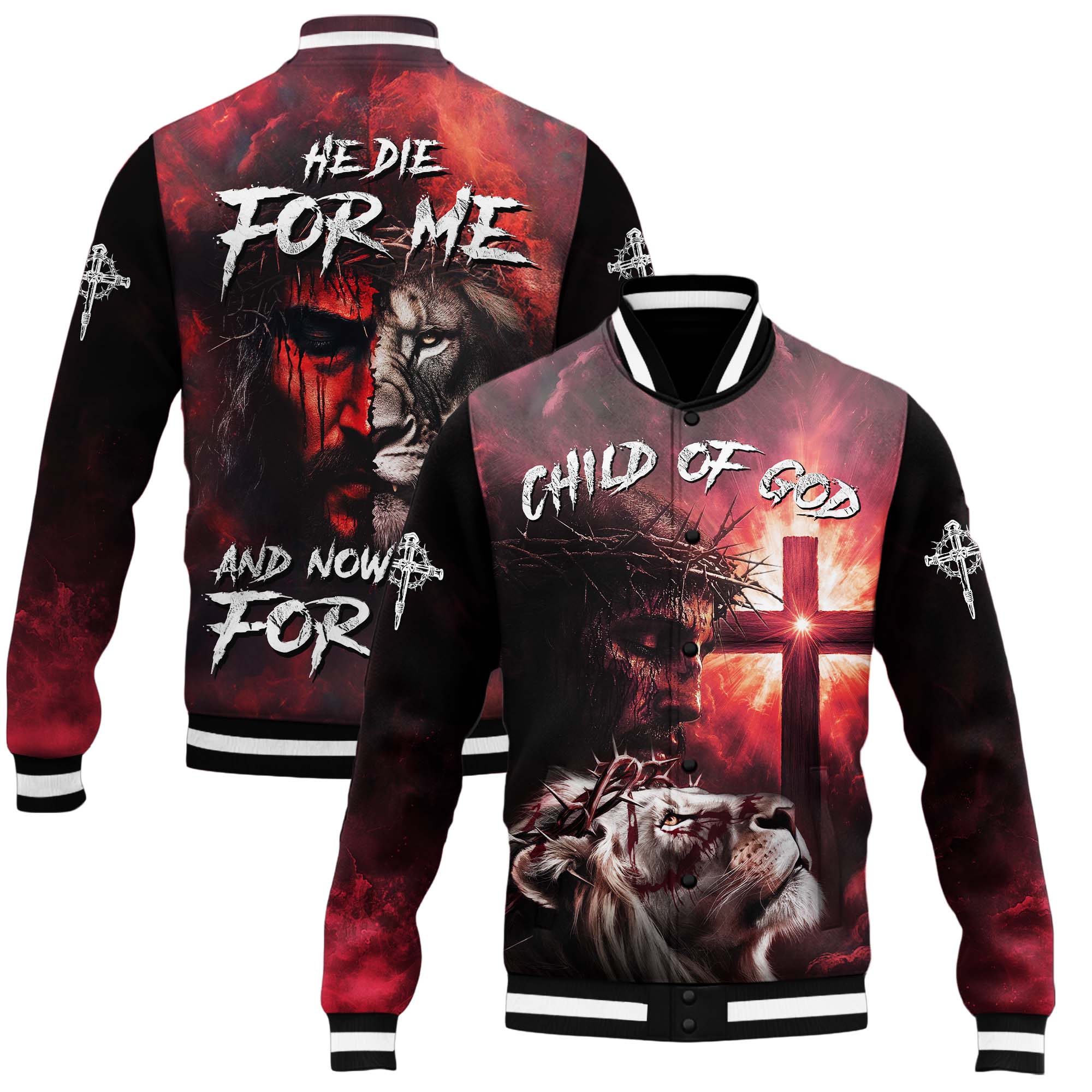 He Died For Me Lion Baseball Jacket