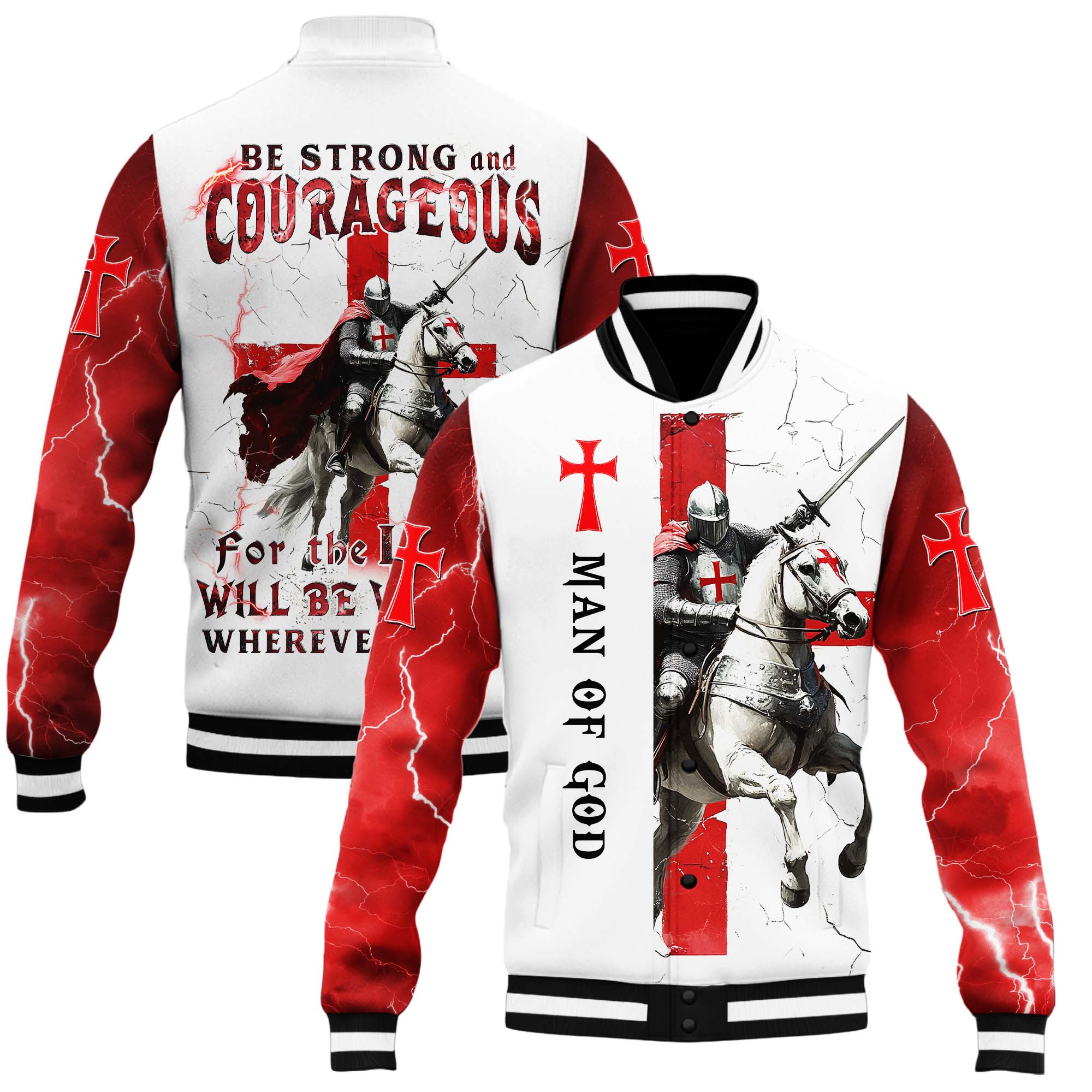 Be Strong And Courageous Baseball Jacket