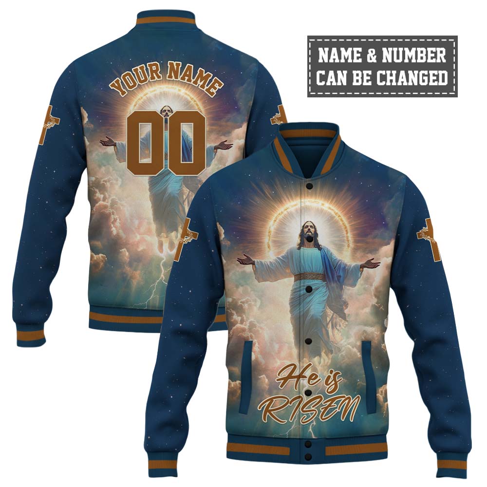 He Is Risen Ascension Glory Baseball Jacket