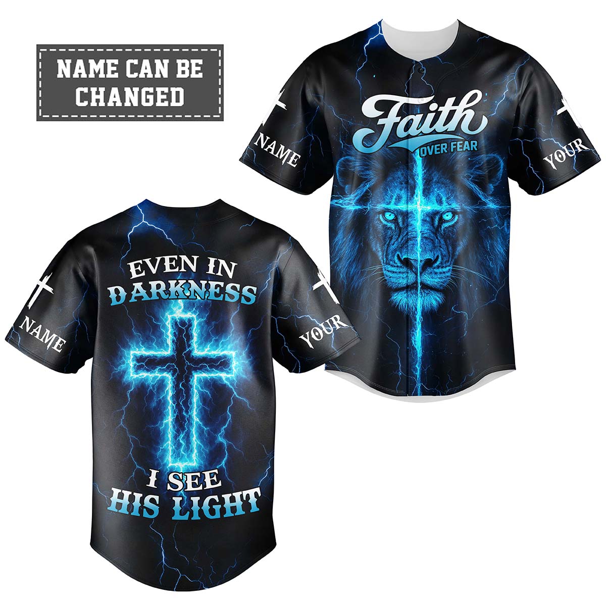 Even In Darkness I See His Light Custom Name Baseball Jersey