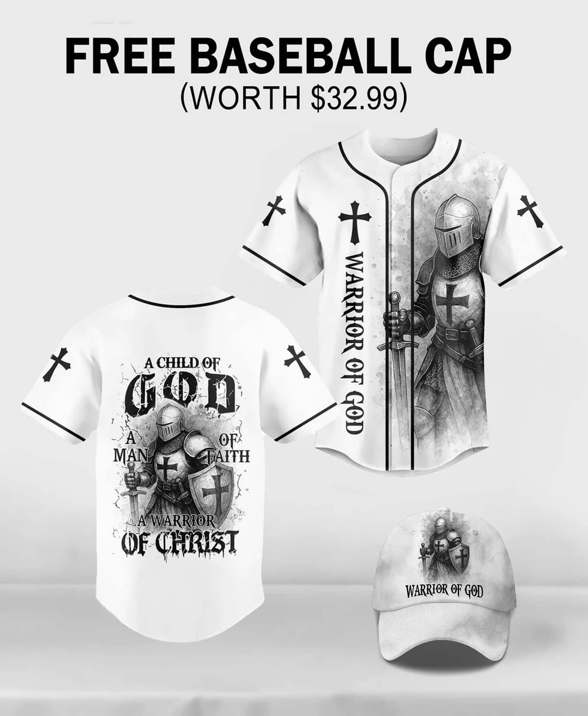 Child of God Warrior of Christ Baseball Jersey Deal