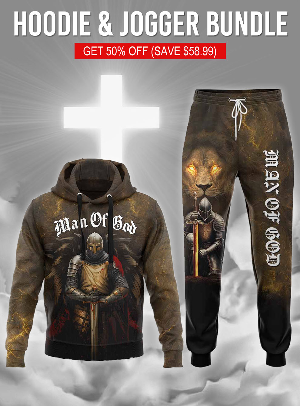 "Man Of God The Jesus Inside Me" Hoodie & Jogger Bundle