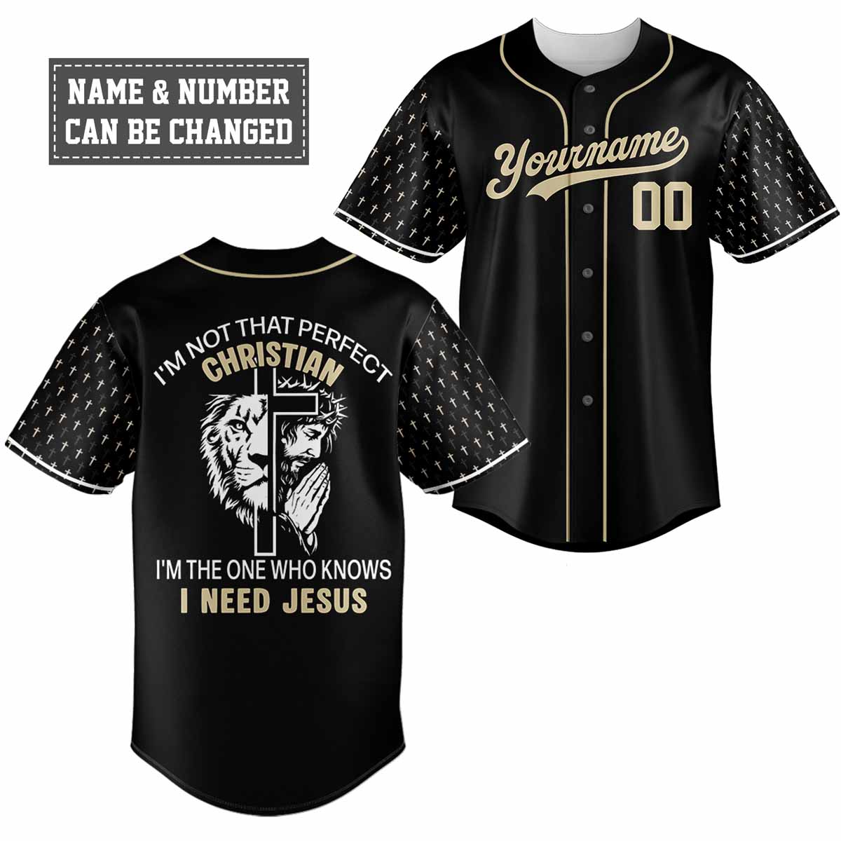 "I Need Jesus" Baseball Jersey Personalized