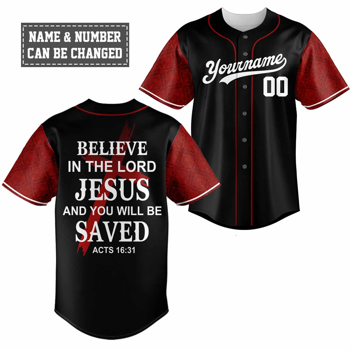 "Believe In The Lord" Baseball Jersey Personalized