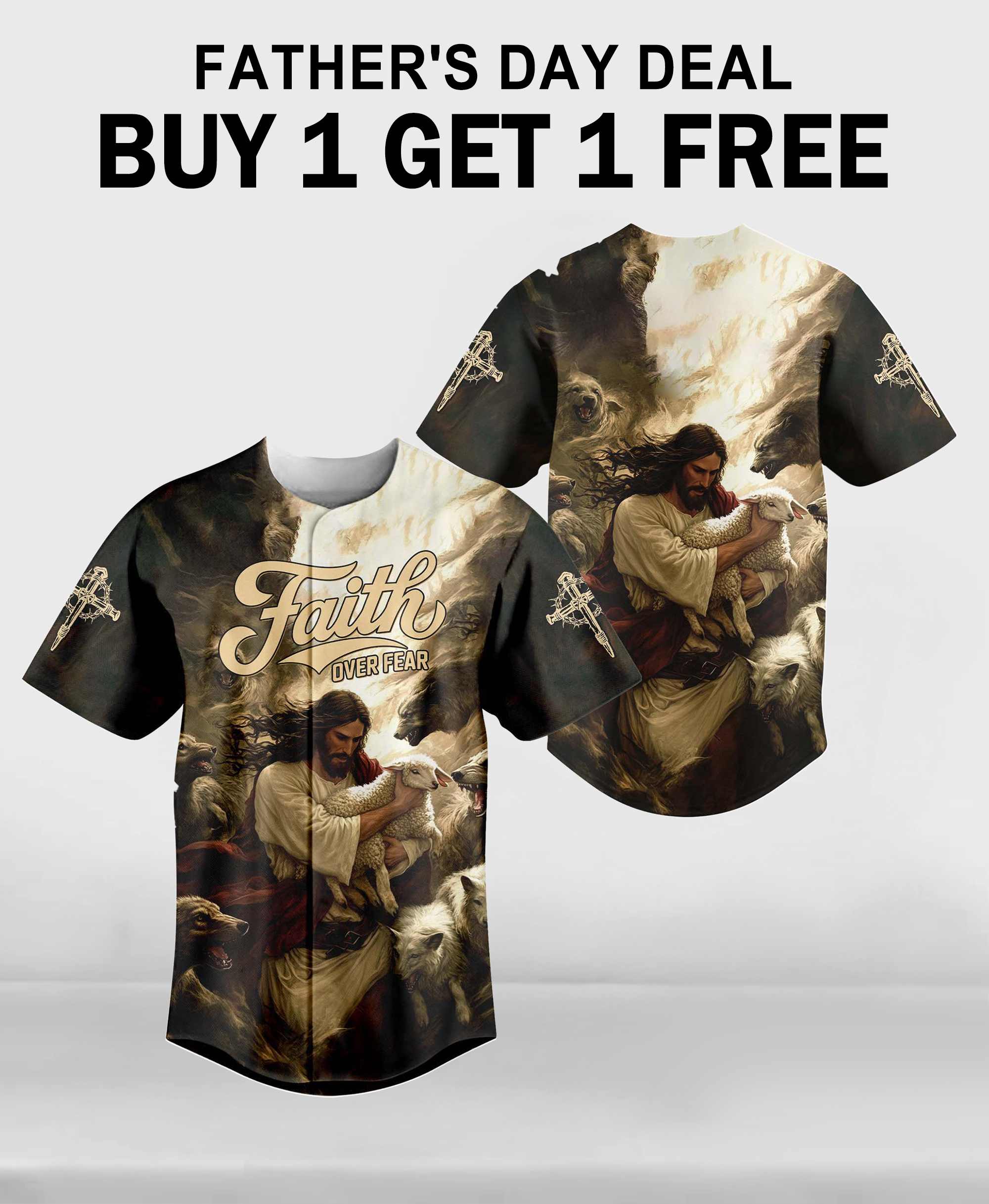 Jesus Protect the Lamp Baseball Jersey 2
