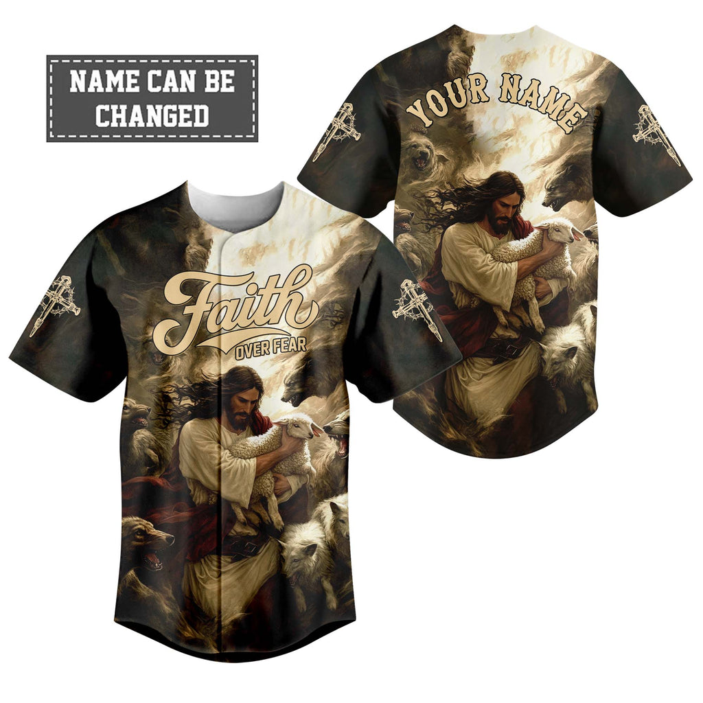Jesus Protect the Lamp Custom Name Baseball Jersey