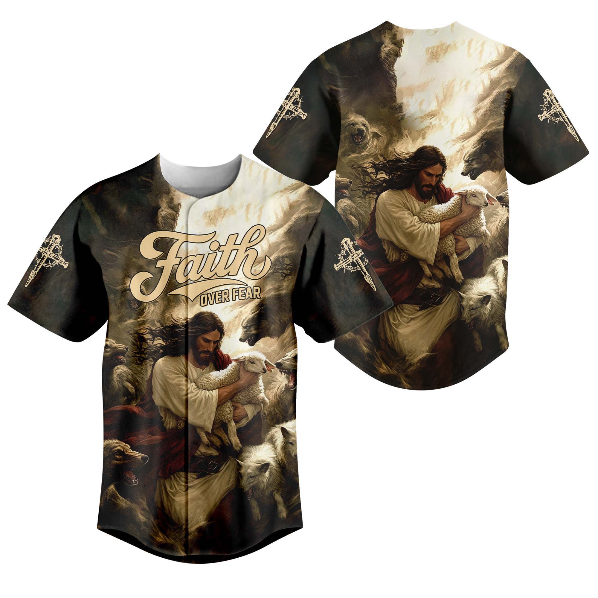 Jesus Protect the Lamp Baseball Jersey 2