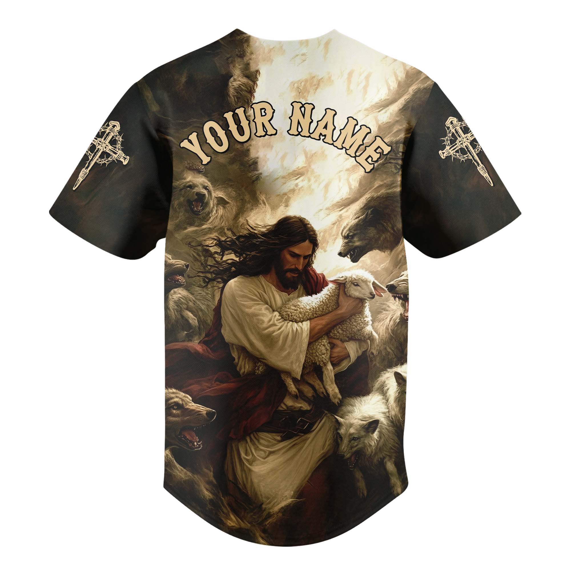 Jesus Protect the Lamp Custom Name Baseball Jersey
