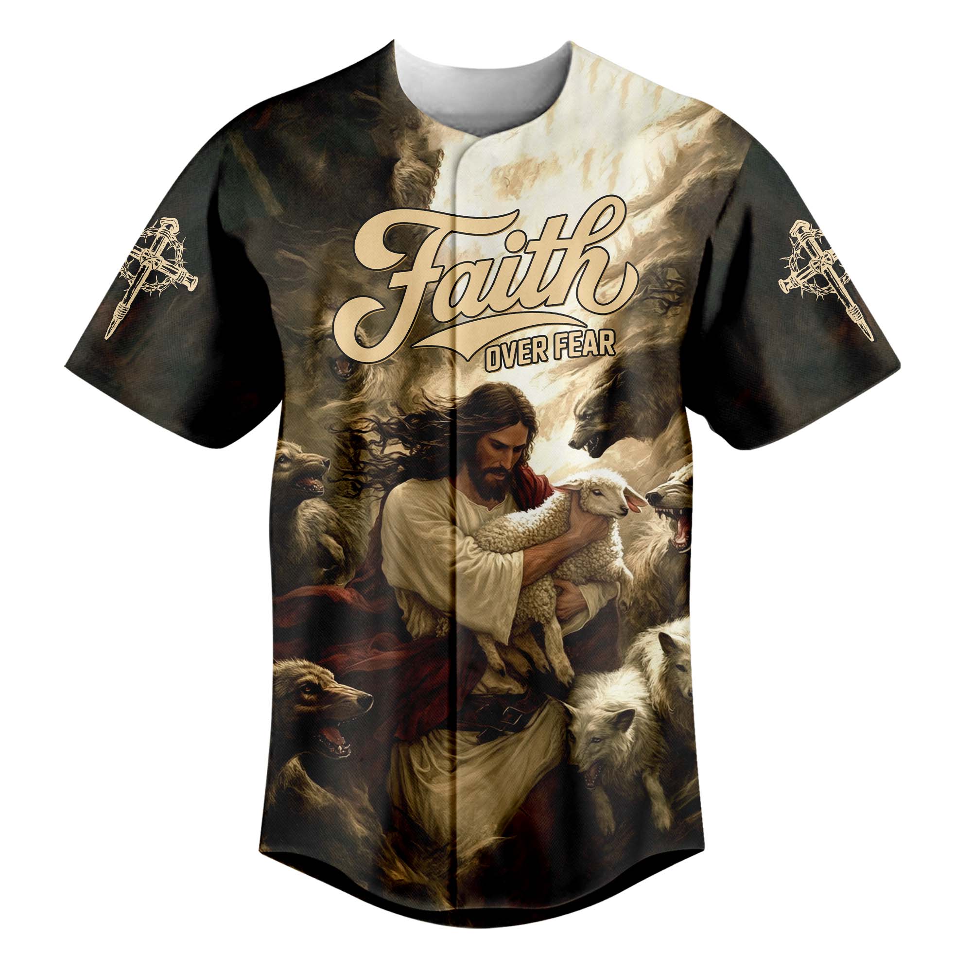 Jesus Protect the Lamp Baseball Jersey