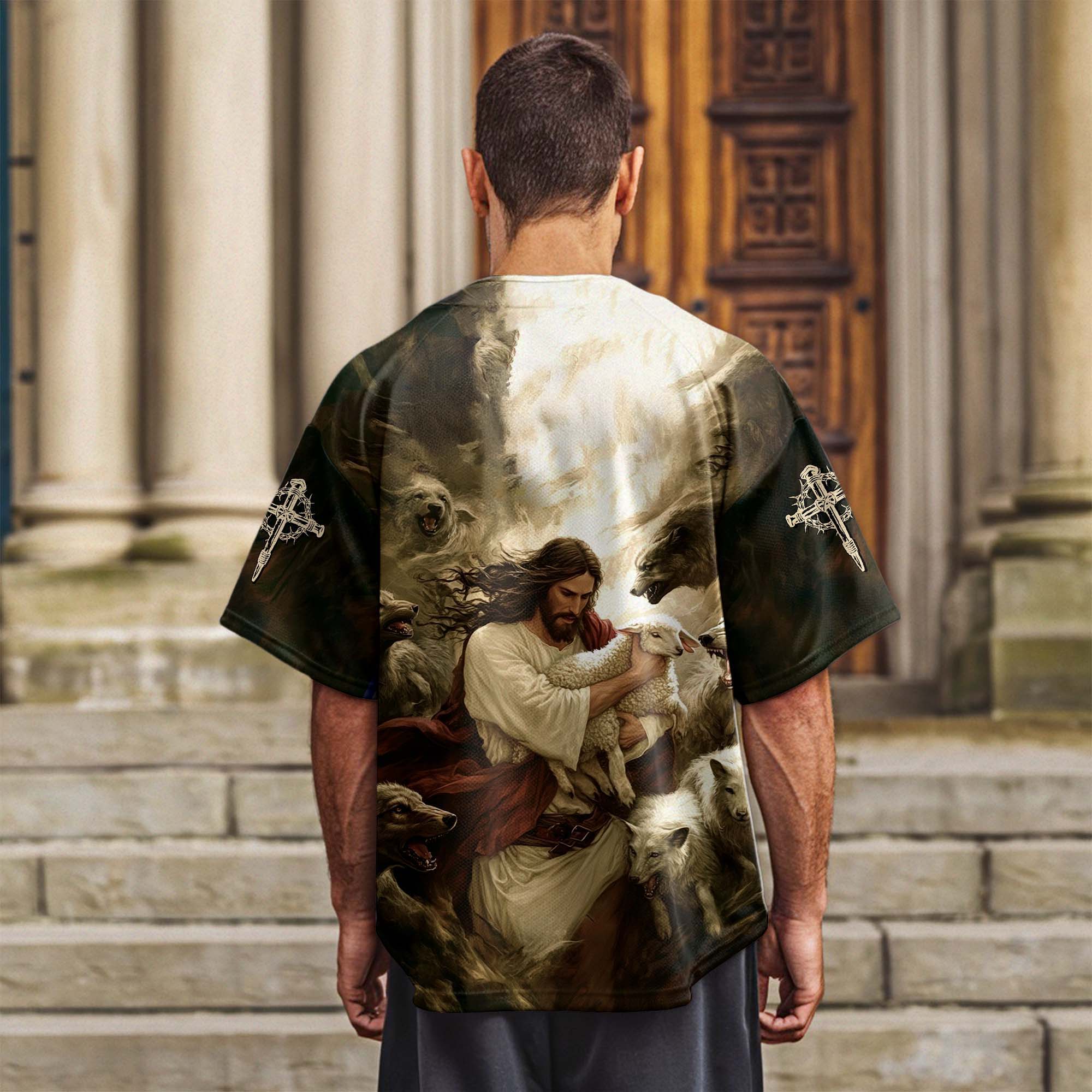 Jesus Protect the Lamp Baseball Jersey