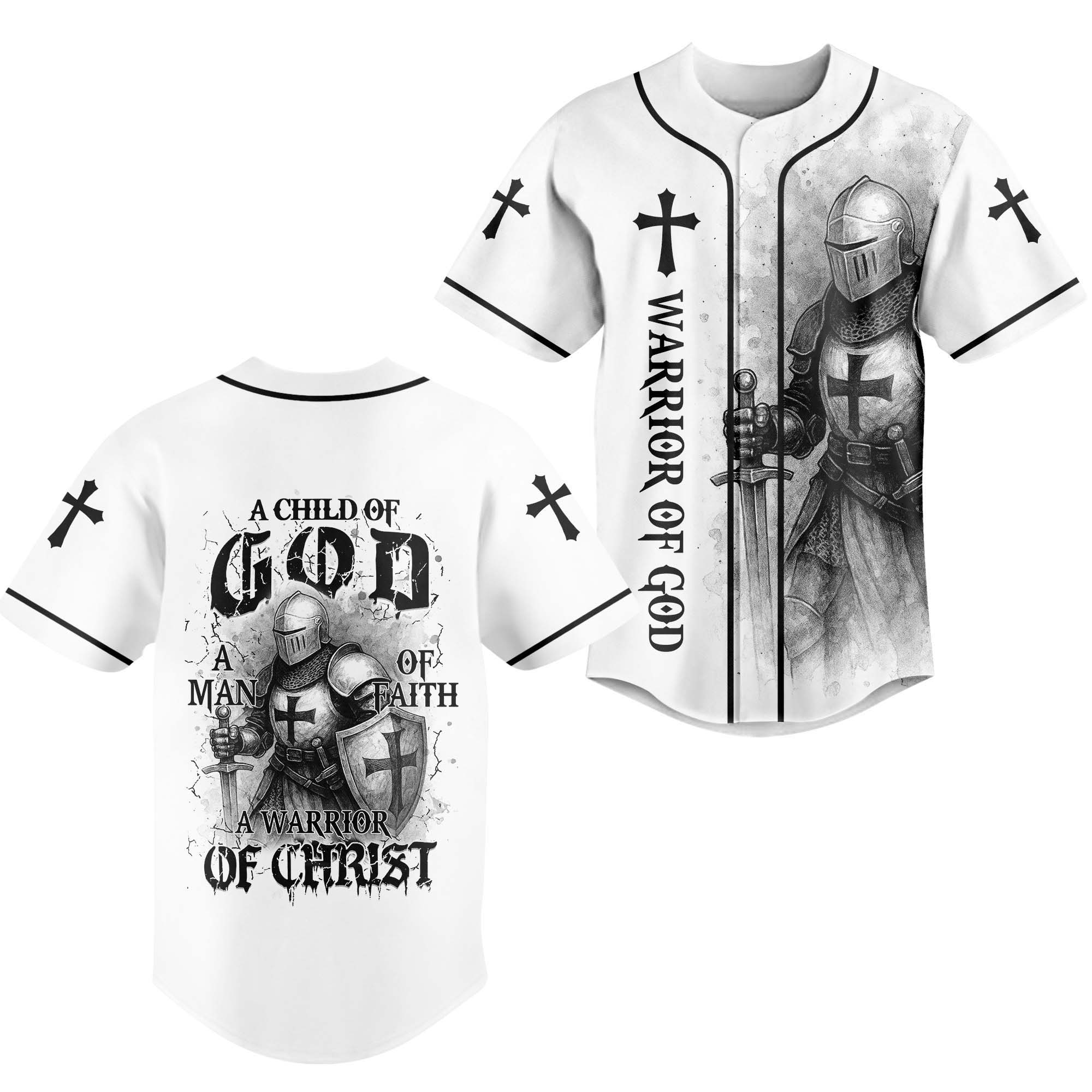Child of God Warrior of Christ Baseball Jersey 2