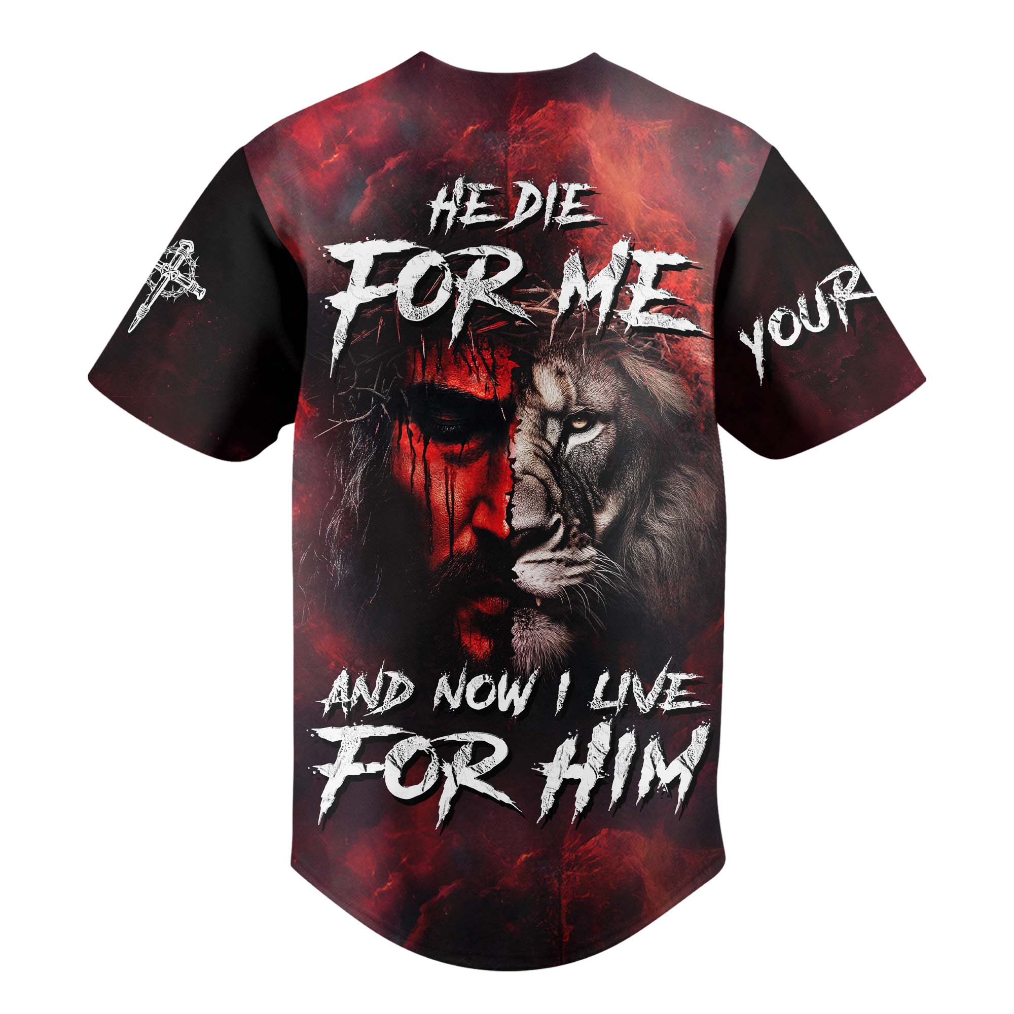 He Died For Me Lion Custom Name Baseball Jersey