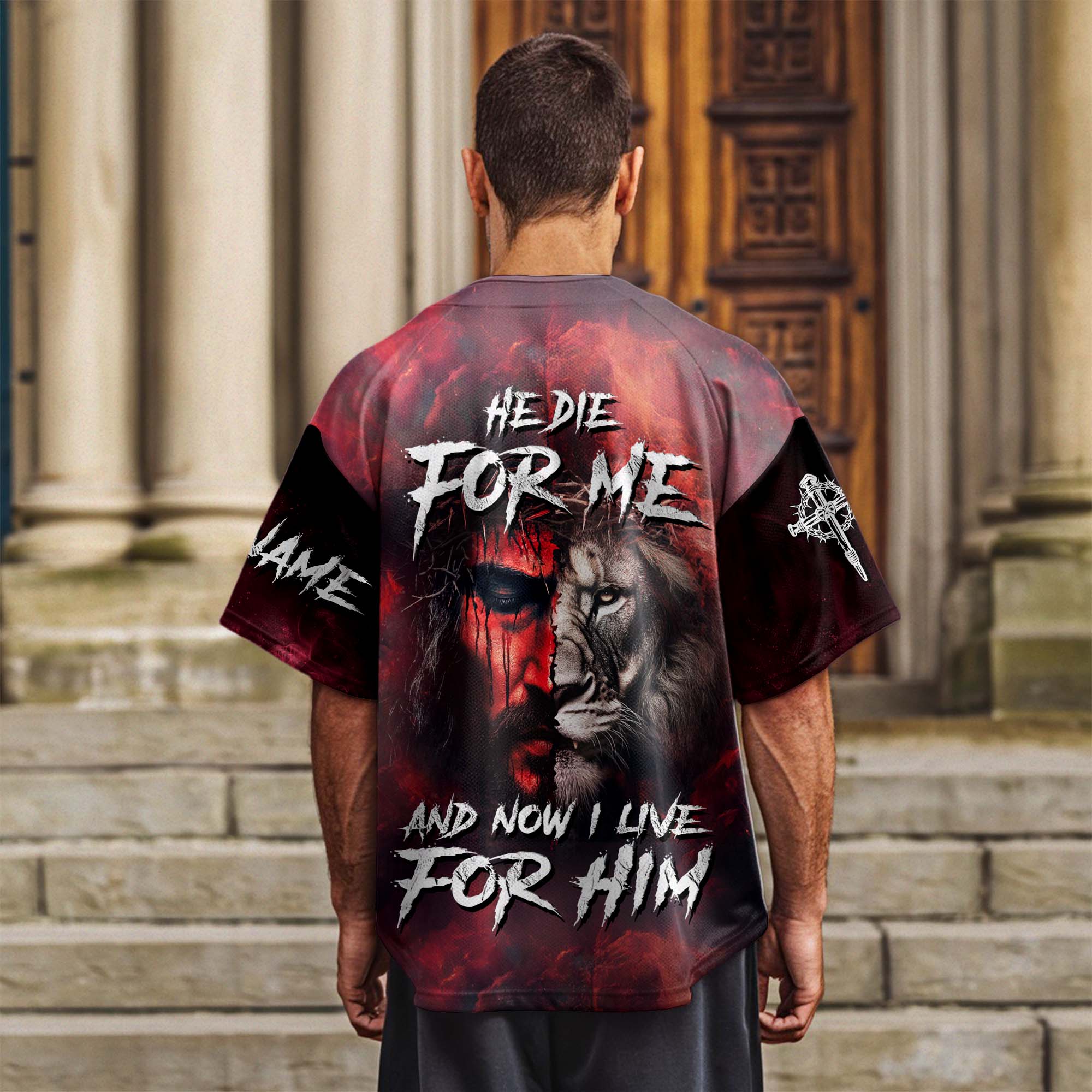 He Died For Me Lion Custom Name Baseball Jersey