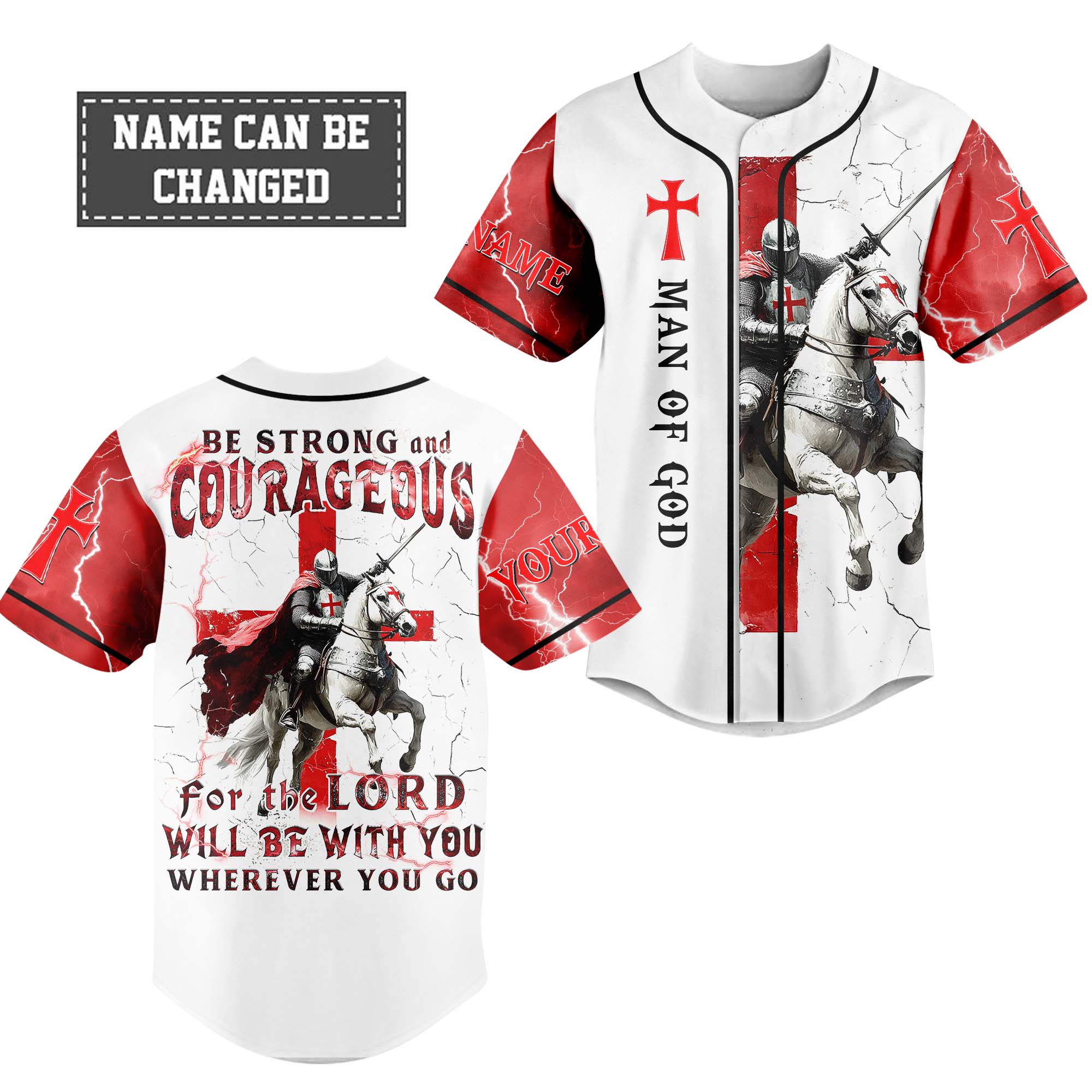 Be Strong And Courageous Custom Name Baseball Jersey