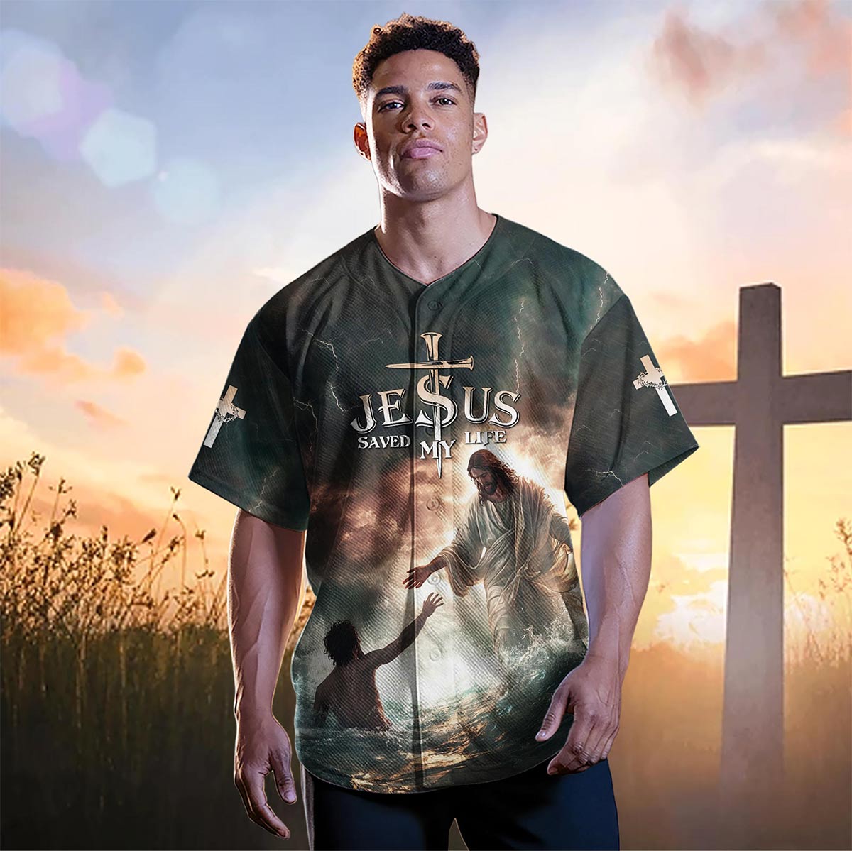 Jesus Save My Life Custom Name Baseball Jersey