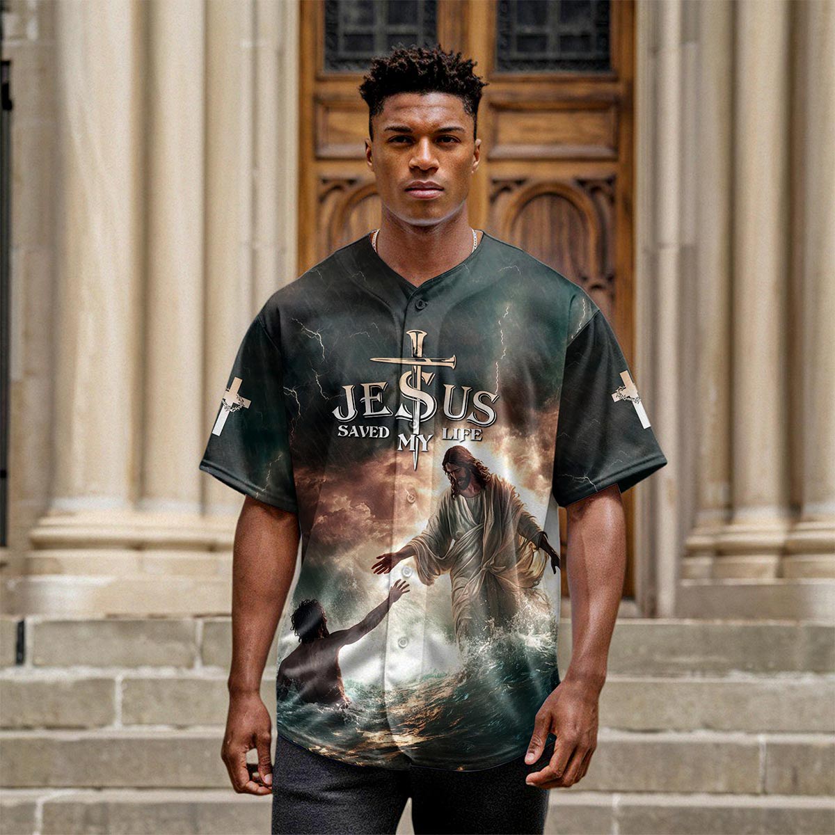 Jesus Save My Life Custom Name Baseball Jersey