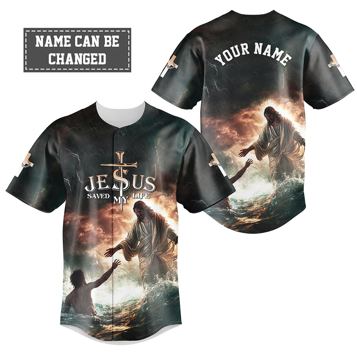 Jesus Save My Life Custom Name Baseball Jersey