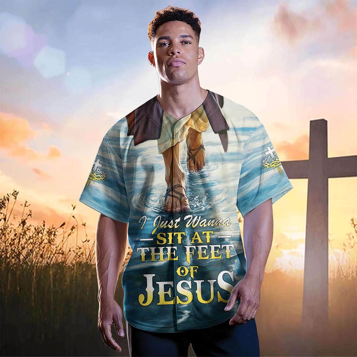 I Just Wanna Sit At The Feet Of Jesus Custom Name Baseball Jersey