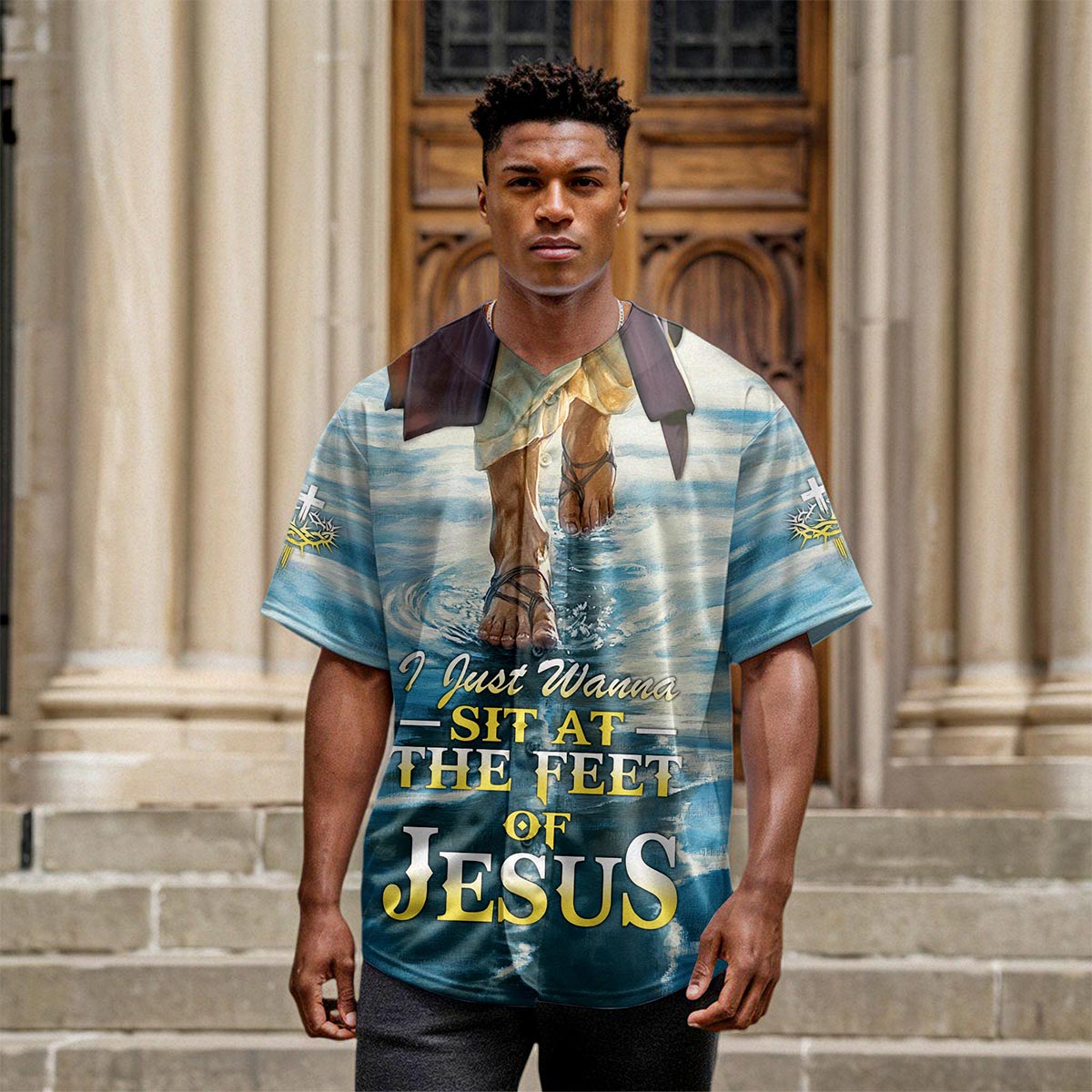 I Just Wanna Sit At The Feet Of Jesus Custom Name Baseball Jersey