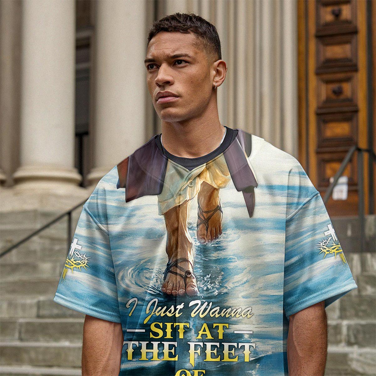 I Just Wanna Sit At The Feet Of Jesus Custom Name Baseball Jersey