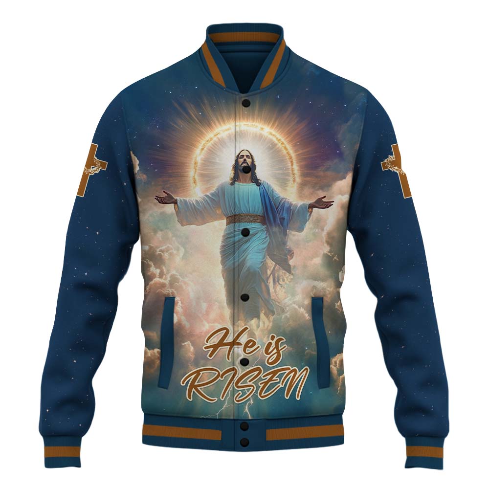 He Is Risen Ascension Glory Baseball Jacket