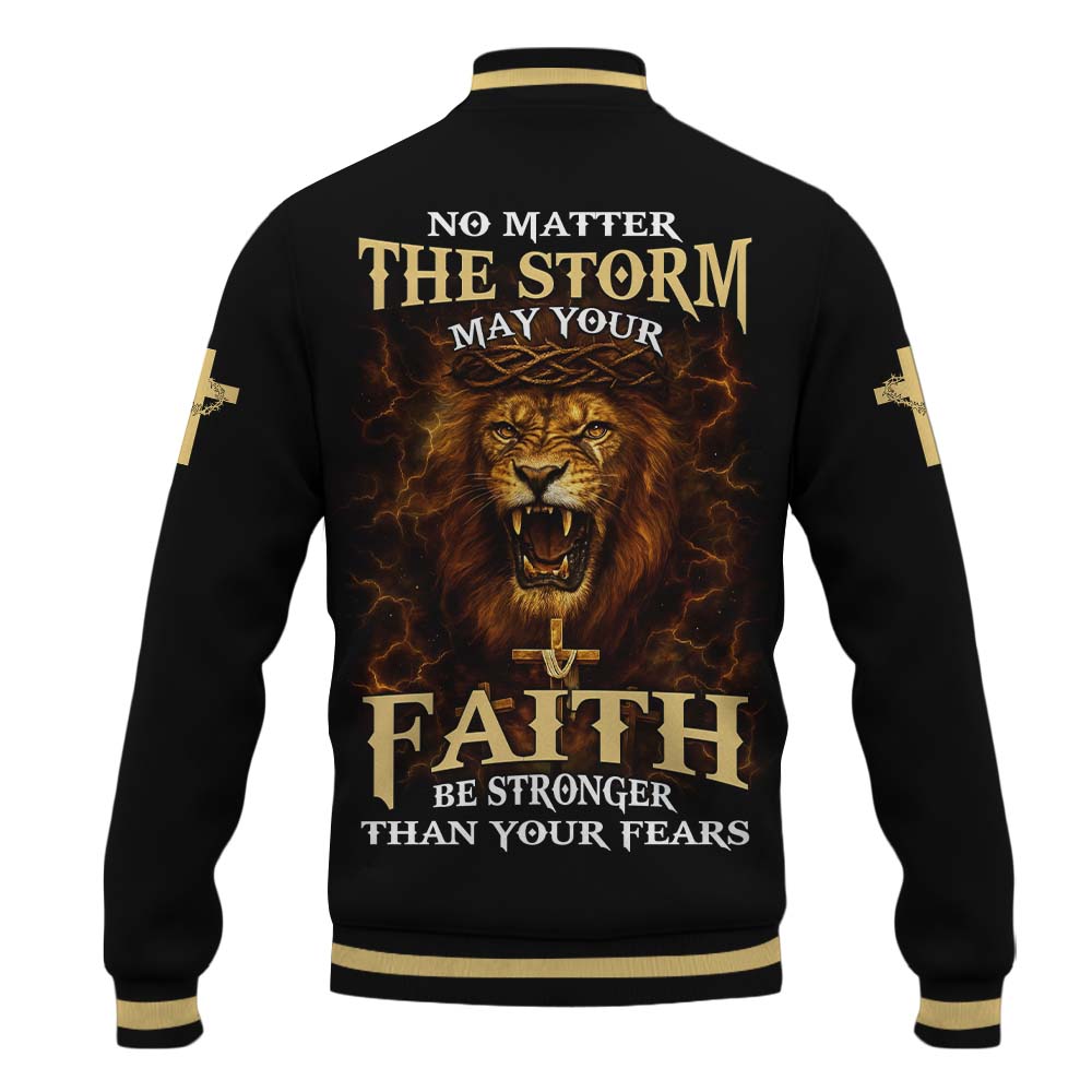 No Matter The Storm Lion Baseball Jacket