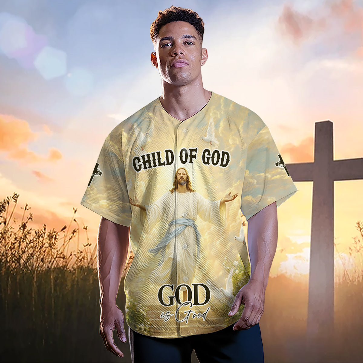 Jesus God Is Good Baseball Jersey