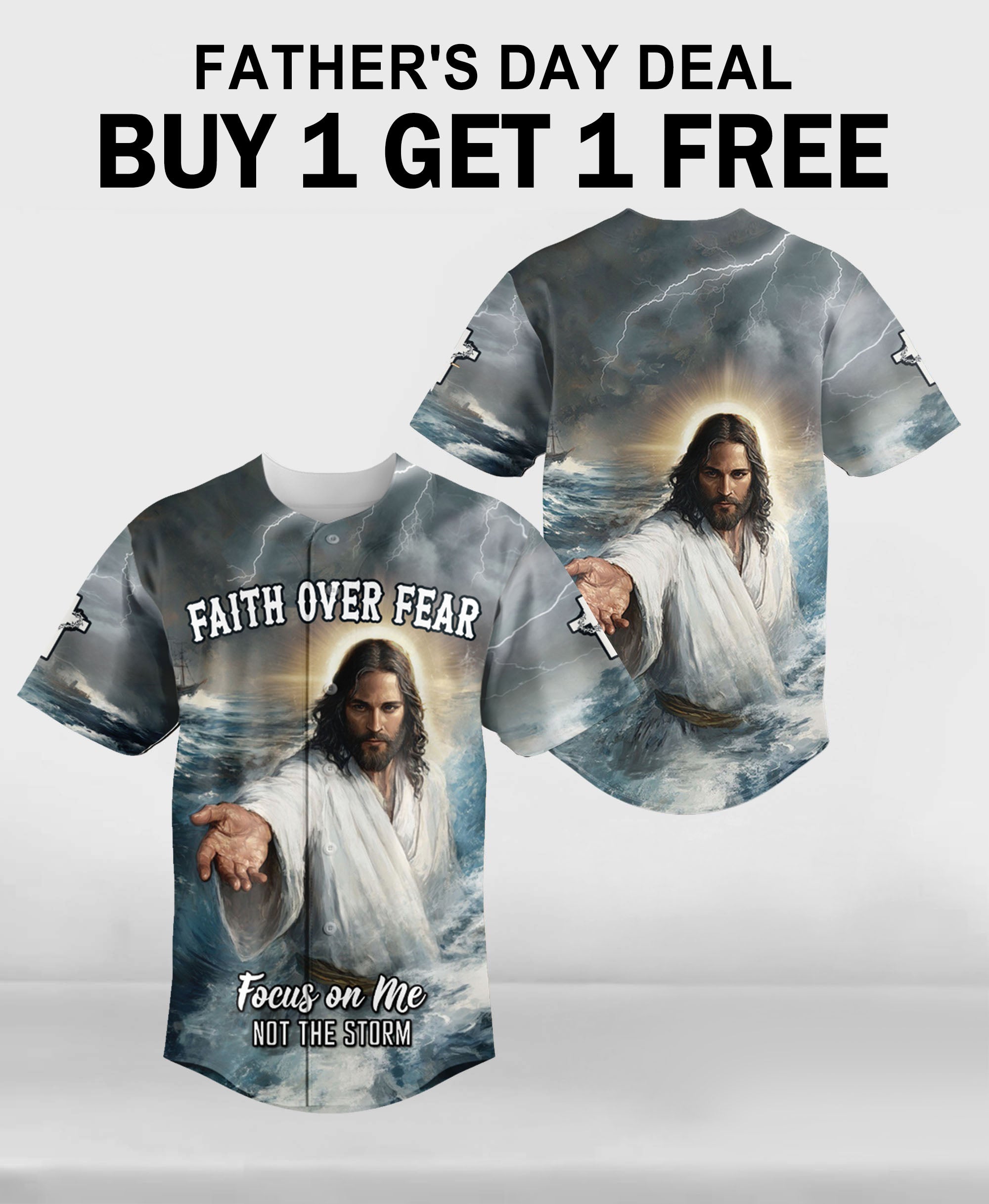 Faith Over Fear Jesus Baseball Jersey 2