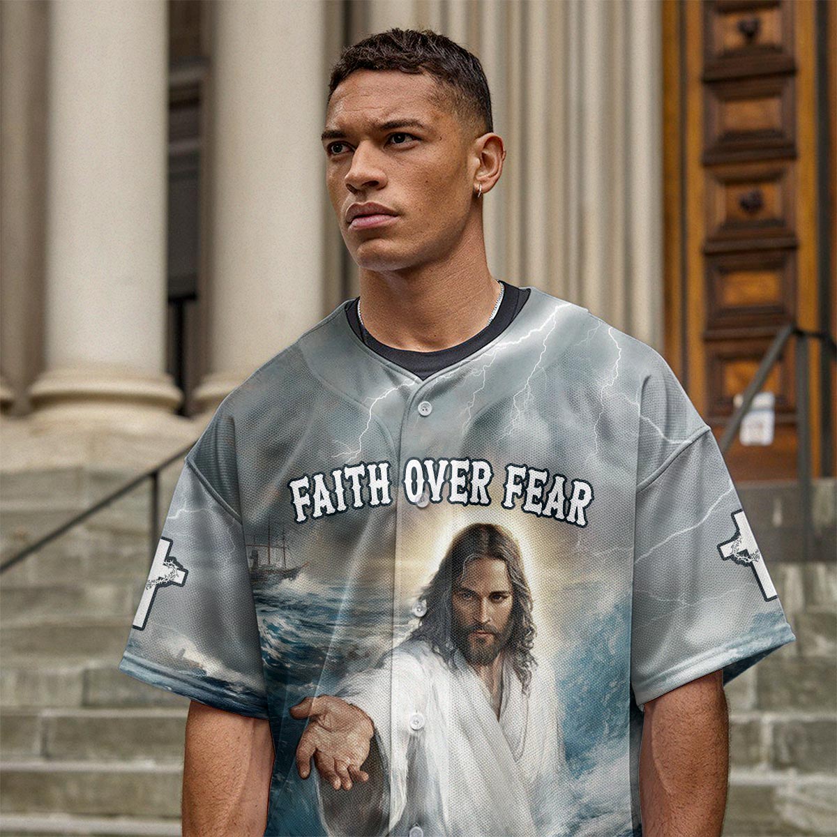 Faith Over Fear Jesus Baseball Jersey Deal