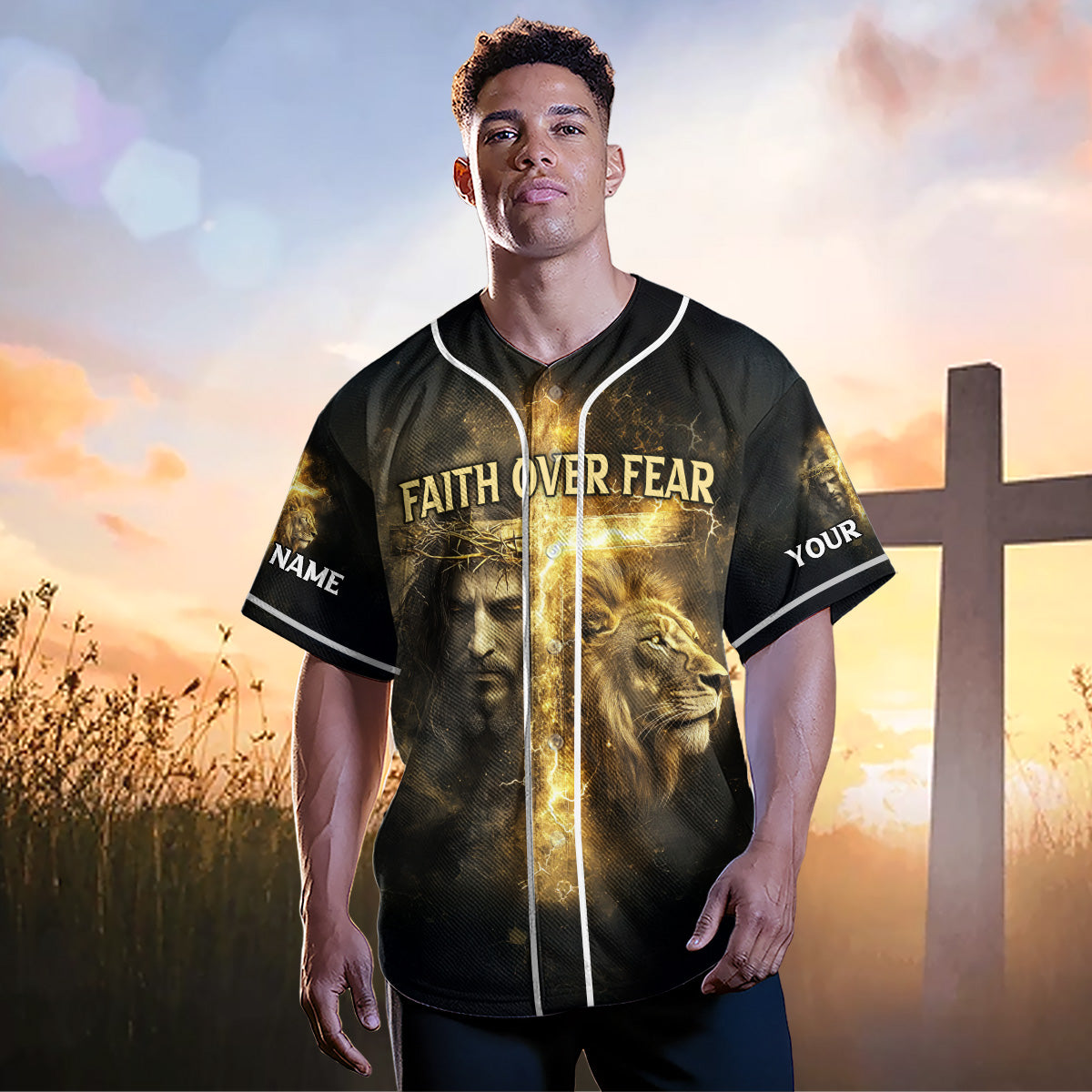 By His Stripes We Are Healed Lion Custom Name Baseball Jersey