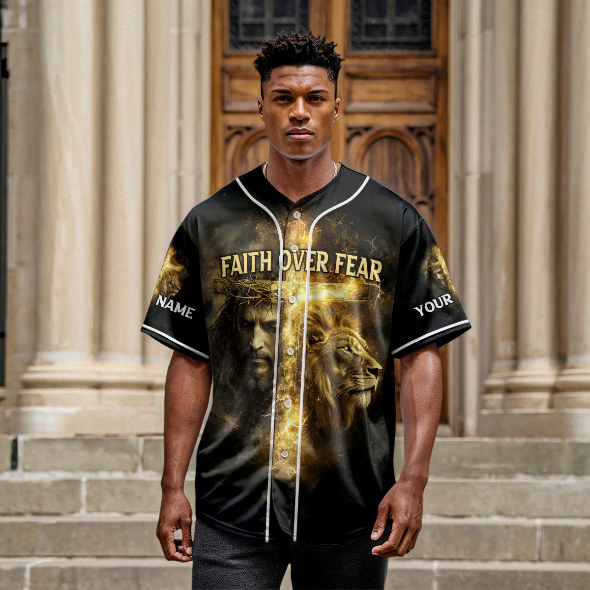 By His Stripes We Are Healed Lion Custom Name Baseball Jersey
