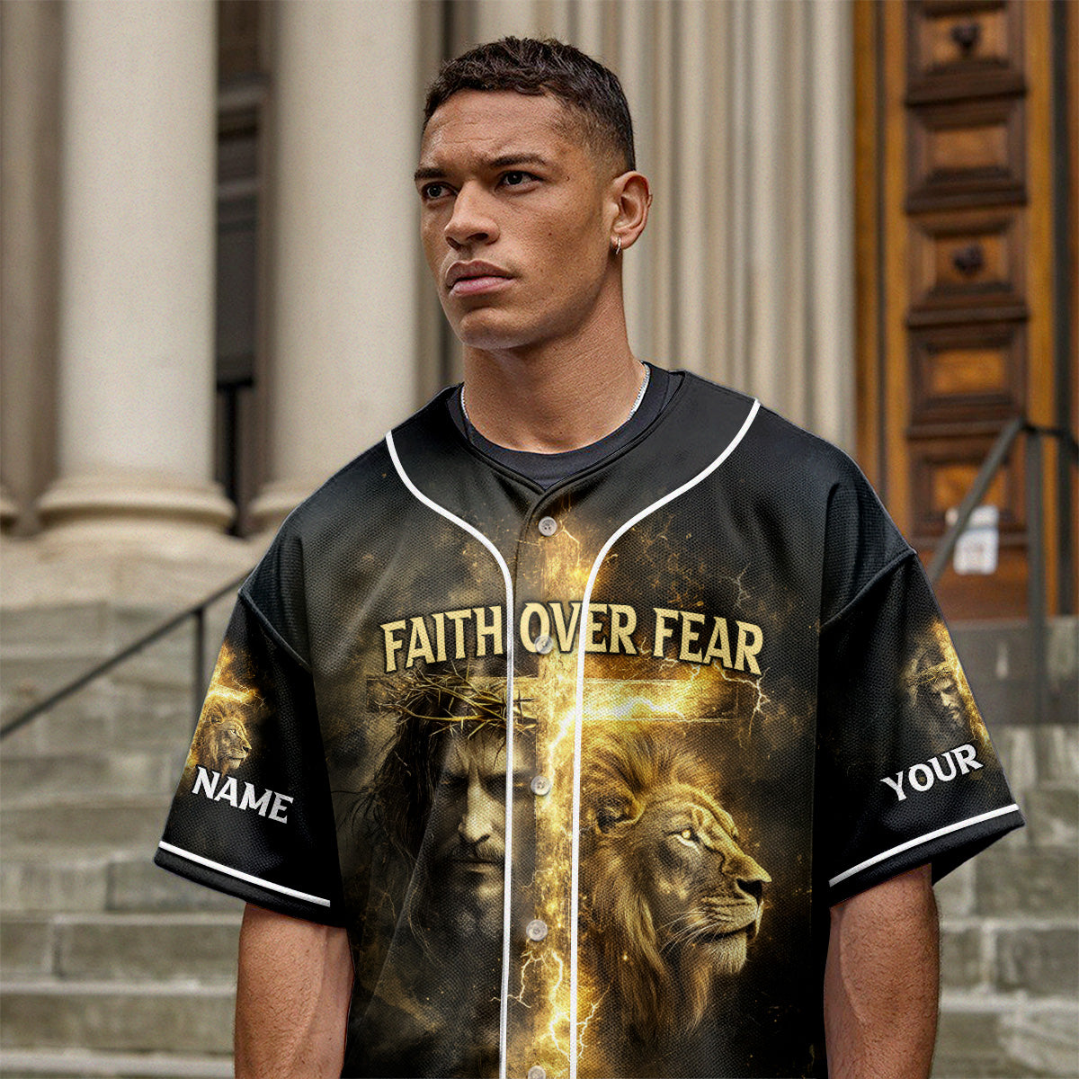 By His Stripes We Are Healed Lion Custom Name Baseball Jersey