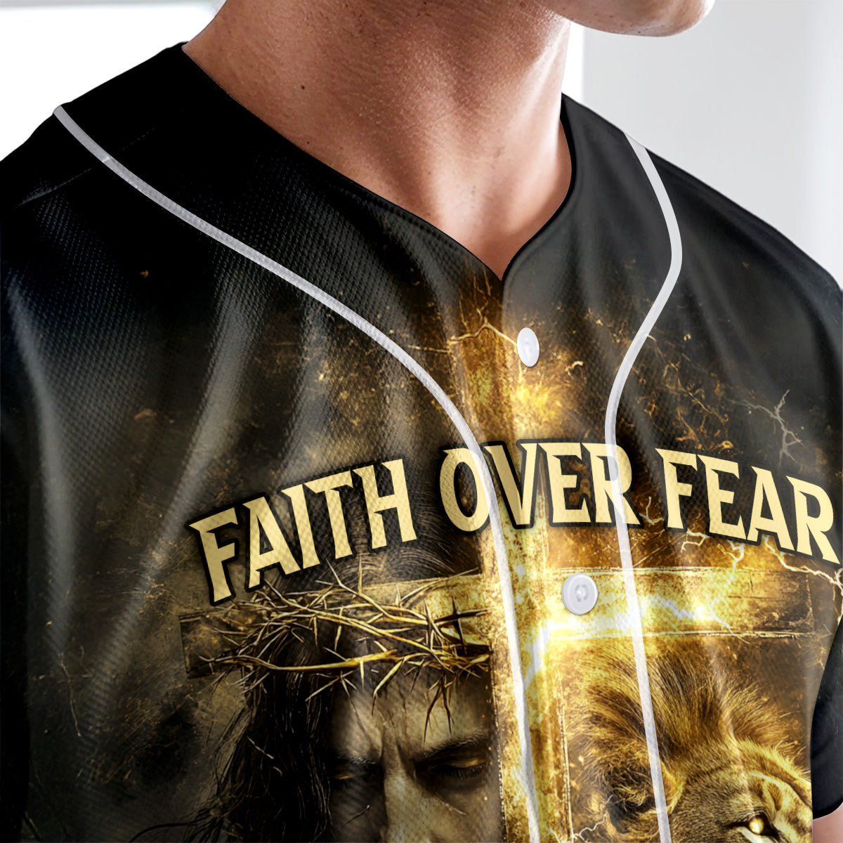 By His Stripes We Are Healed Lion Custom Name Baseball Jersey