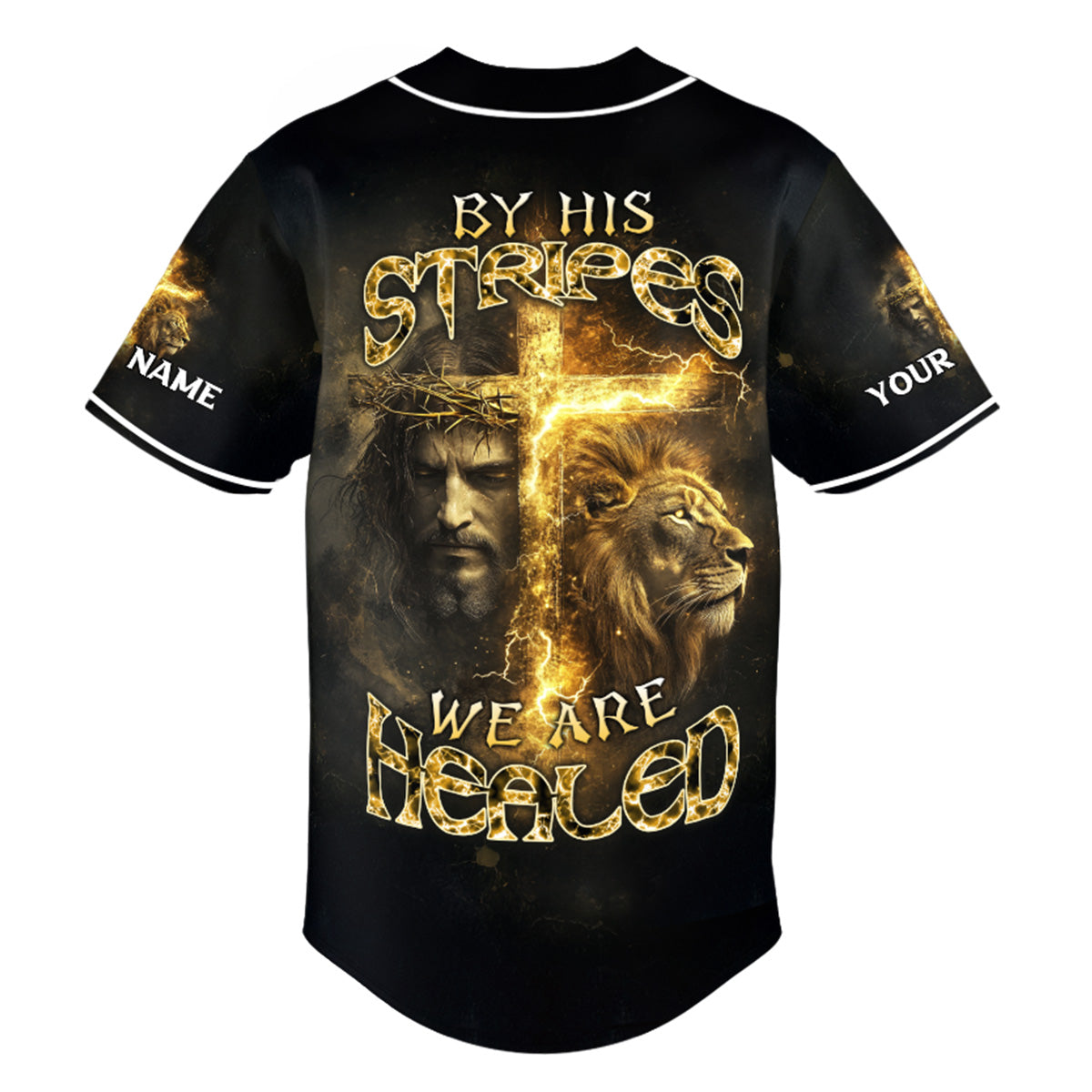 By His Stripes We Are Healed Lion Custom Name Baseball Jersey