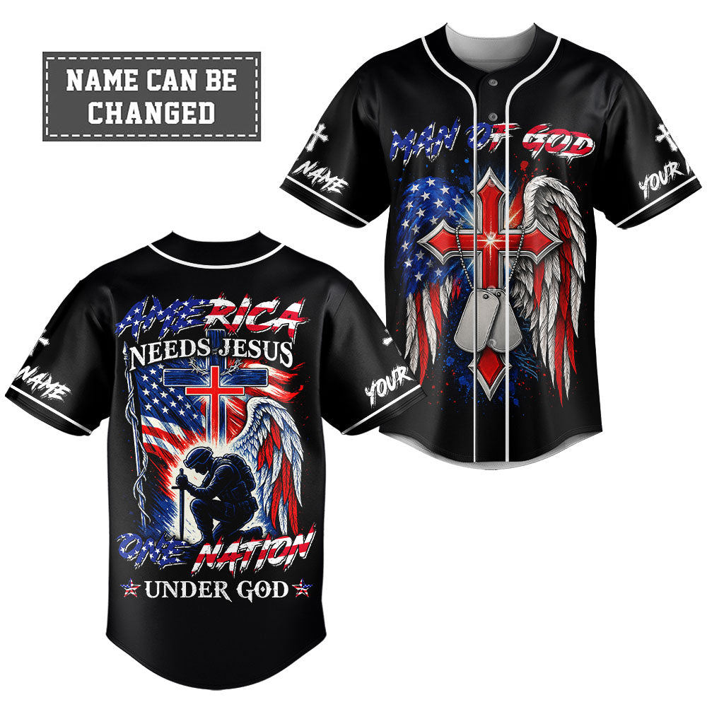America Needs Jesus Custom Name Baseball Jersey