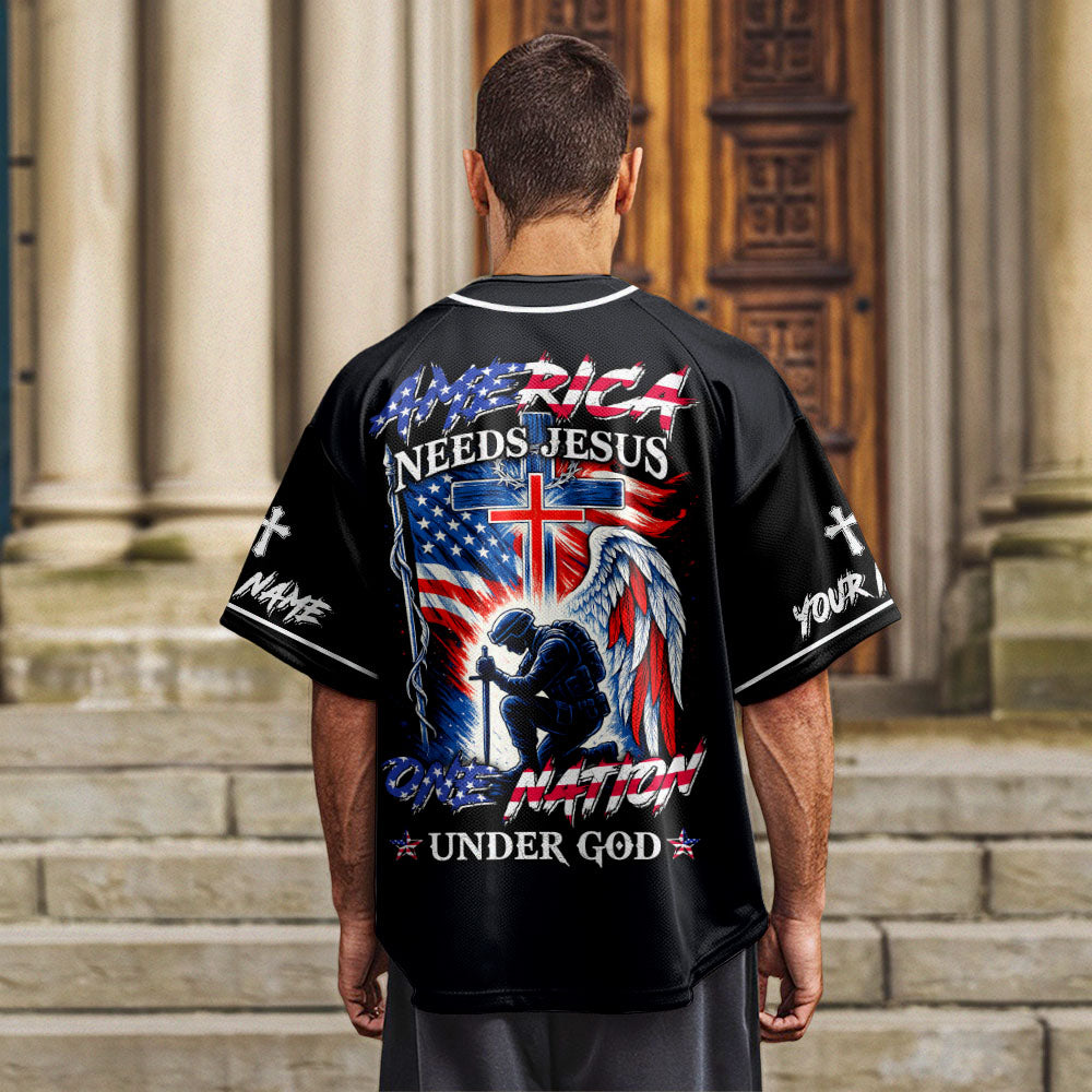 America Needs Jesus Custom Name Baseball Jersey