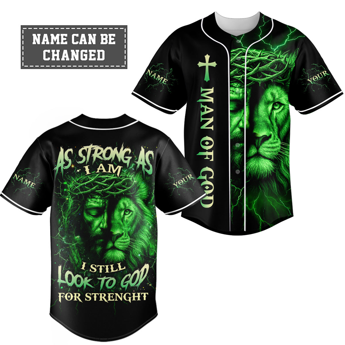 I Still Look To God For Strength Custom Name Baseball Jersey
