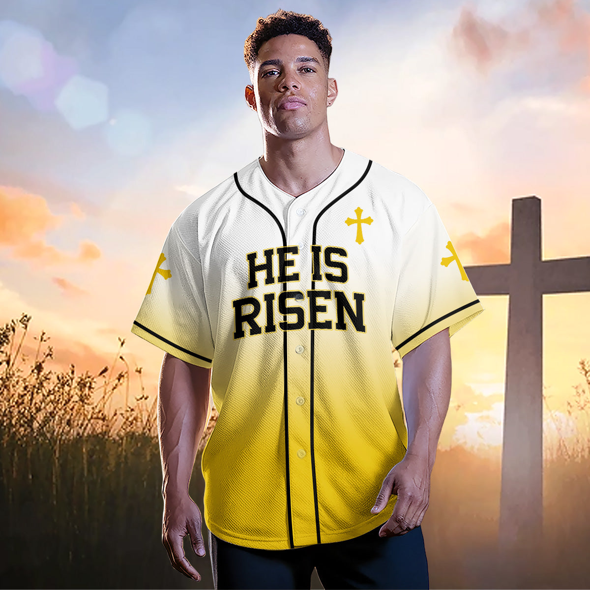 He Is Risen Gradient Baseball Jersey