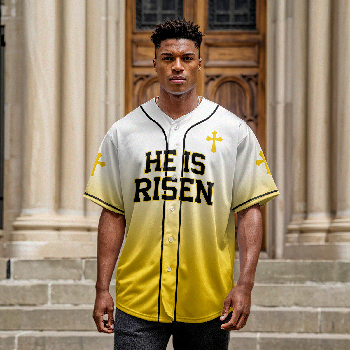 He Is Risen Gradient Baseball Jersey