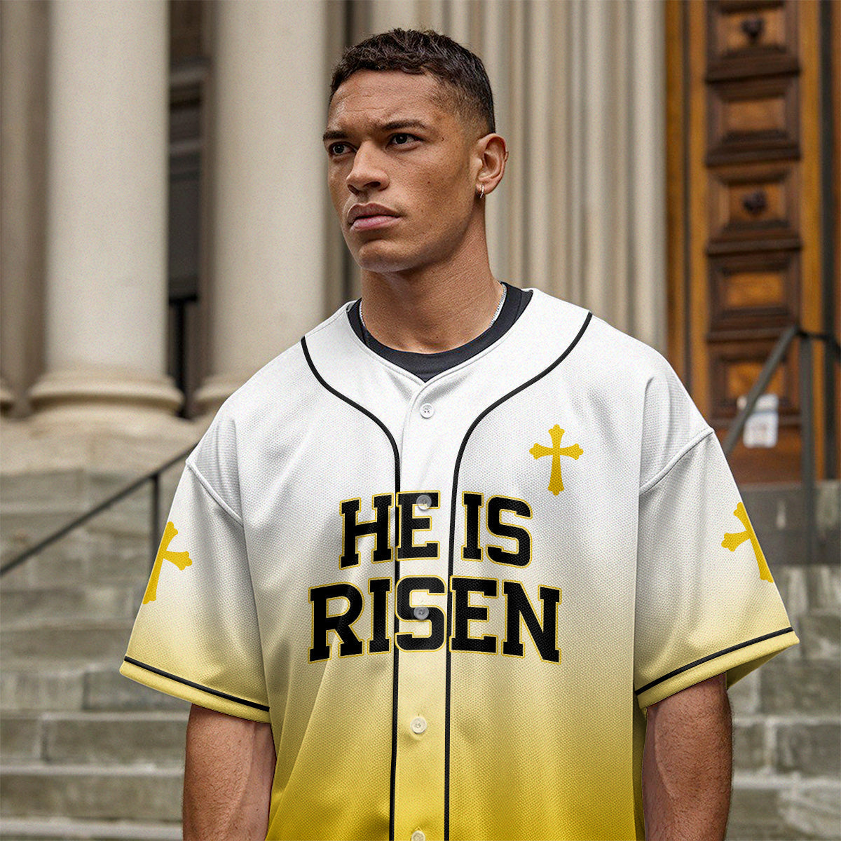 He Is Risen Gradient Baseball Jersey