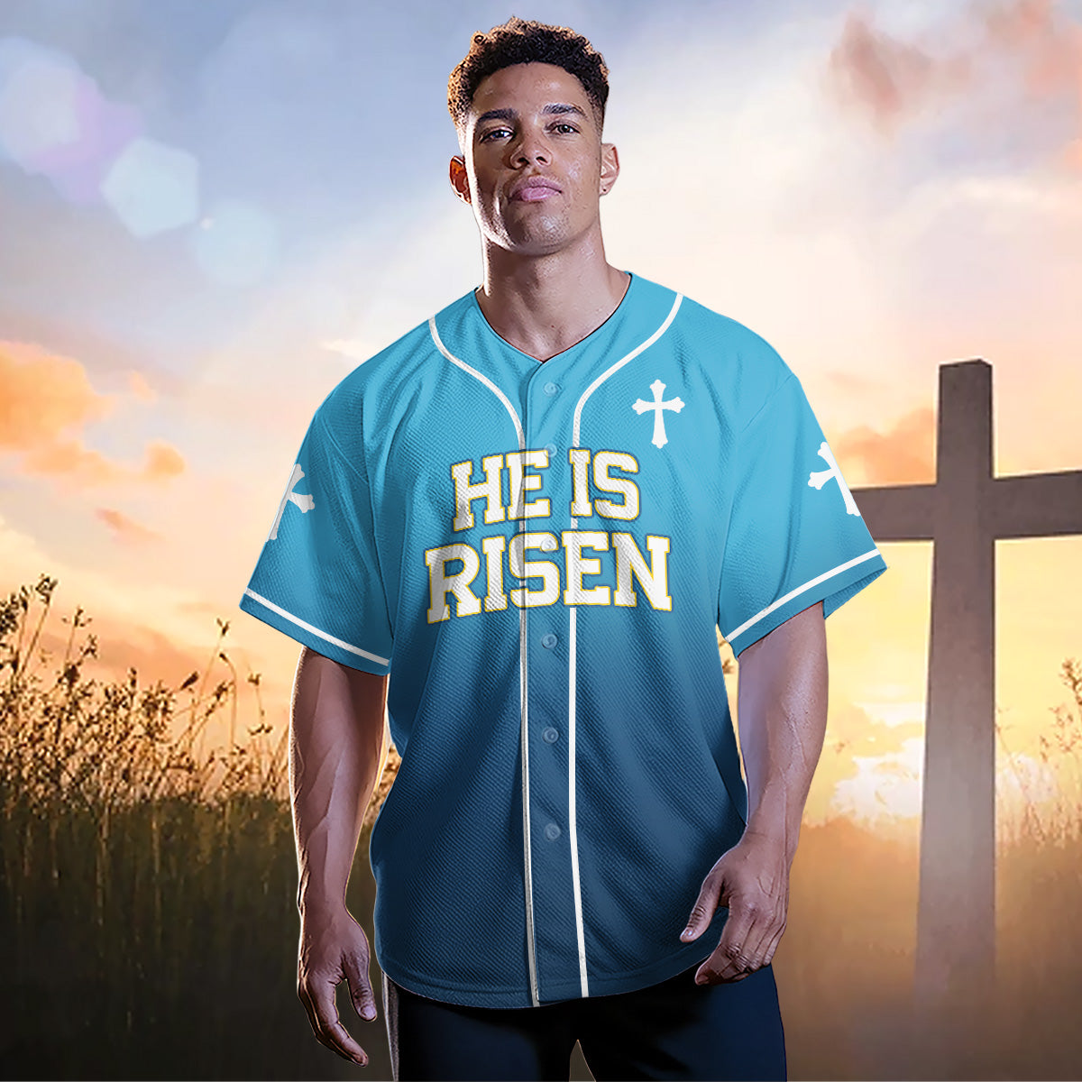 He Is Risen Gradient Baseball Jersey