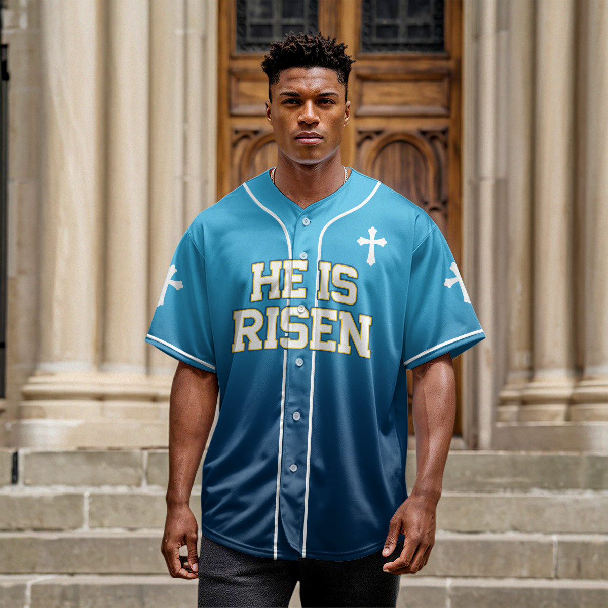 He Is Risen Gradient Baseball Jersey