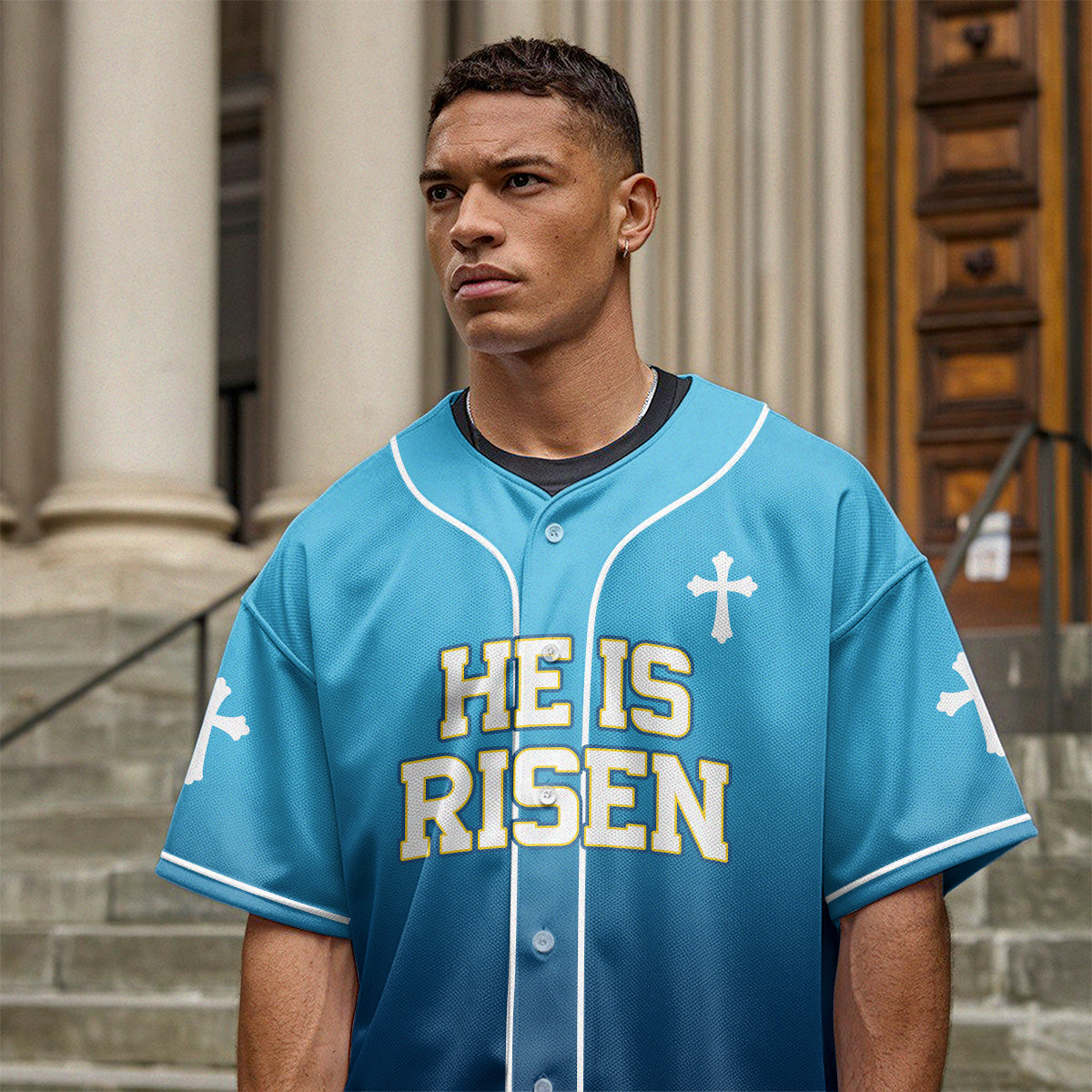 He Is Risen Gradient Baseball Jersey