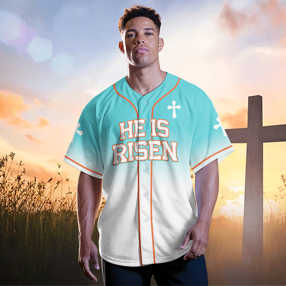 He Is Risen Gradient Baseball Jersey