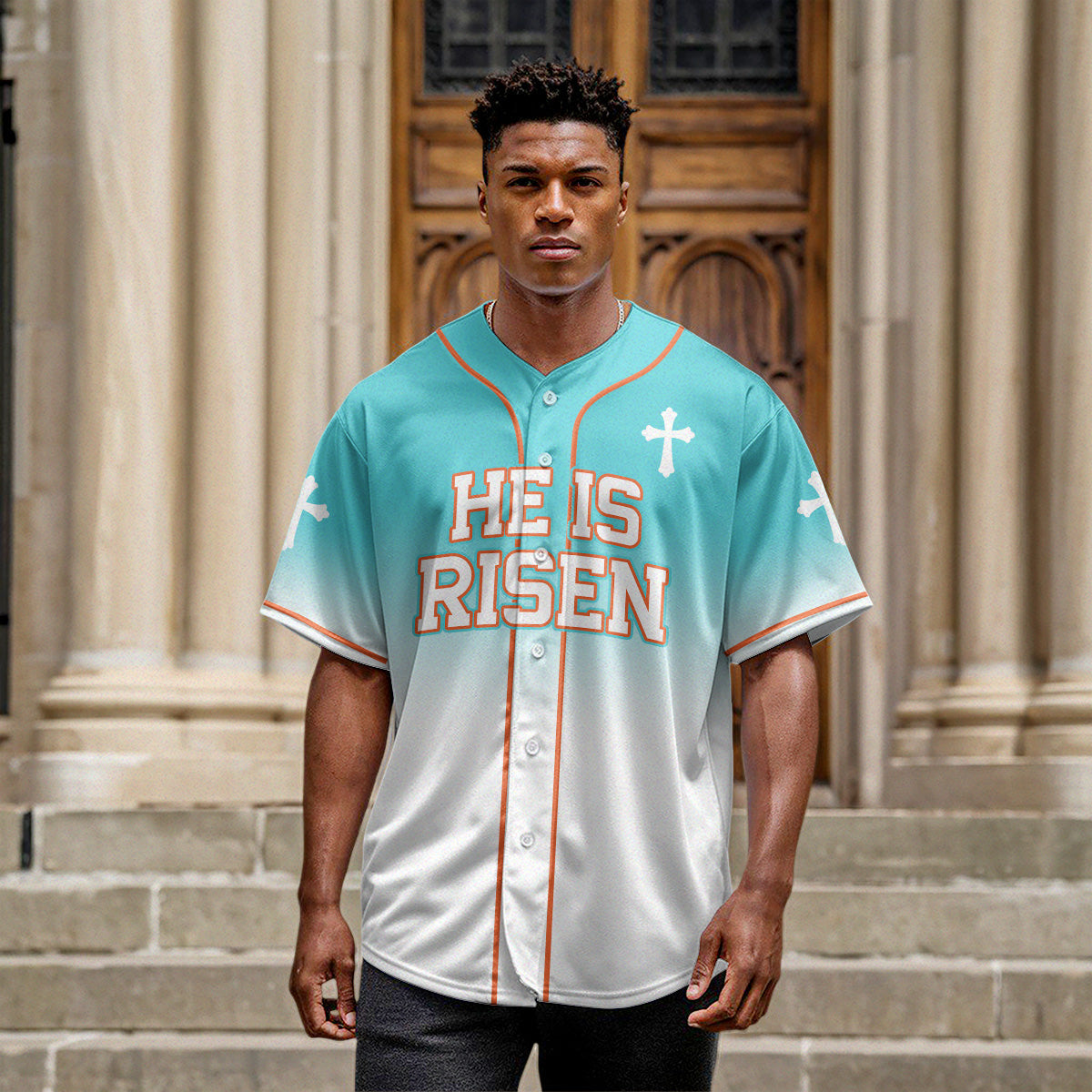 He Is Risen Gradient Baseball Jersey