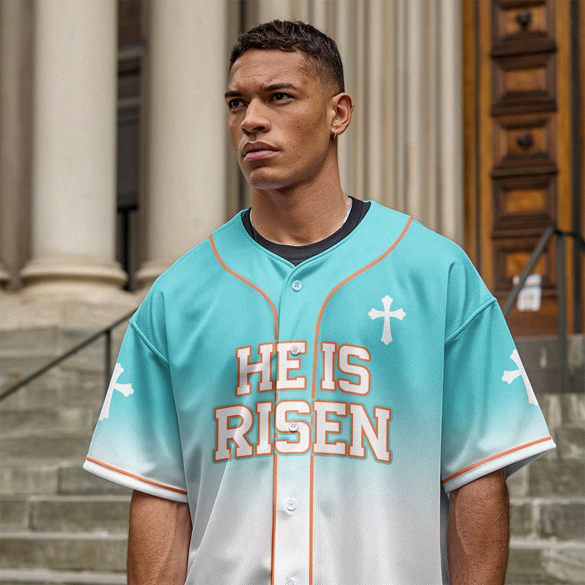 He Is Risen Gradient Baseball Jersey