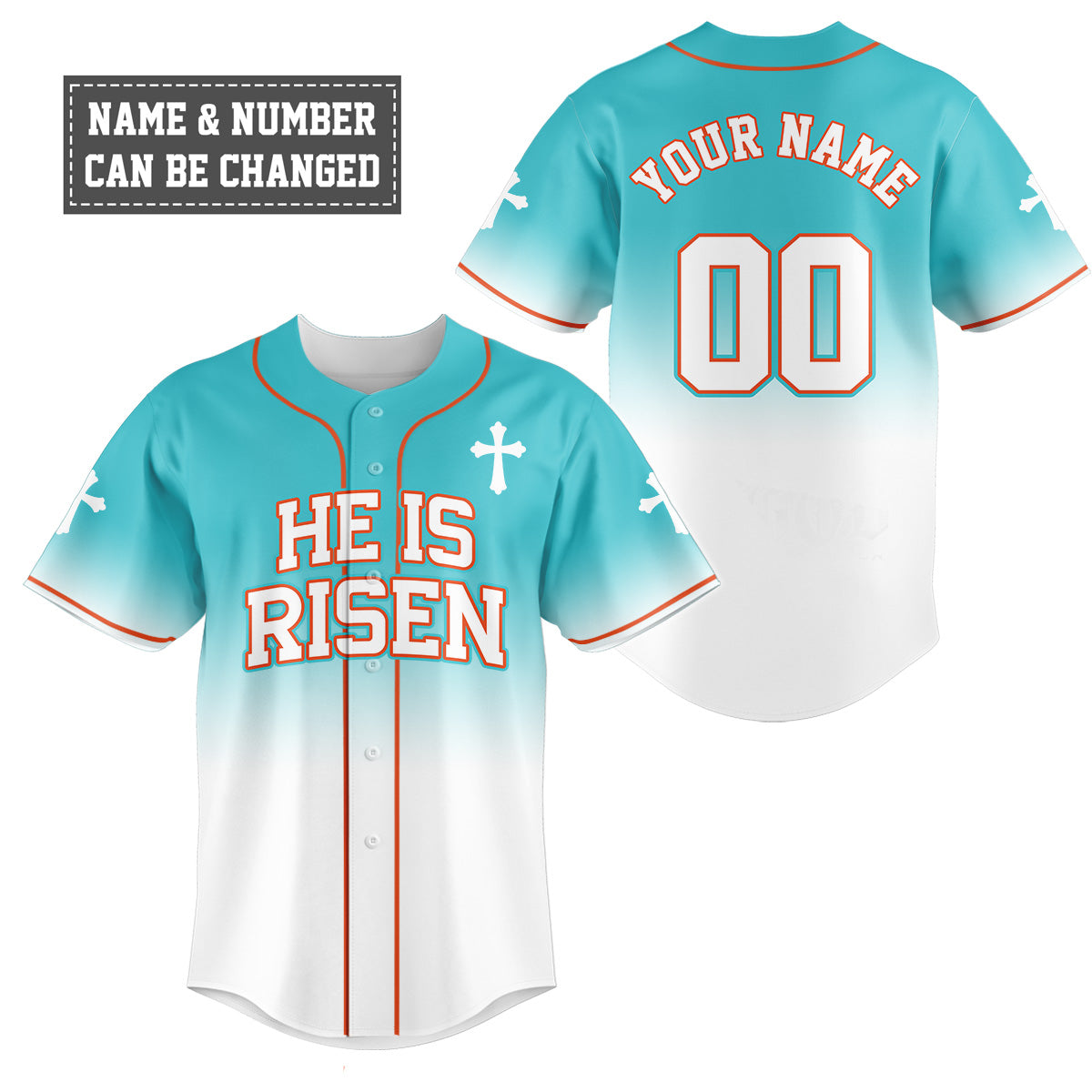 He Is Risen Gradient Baseball Jersey