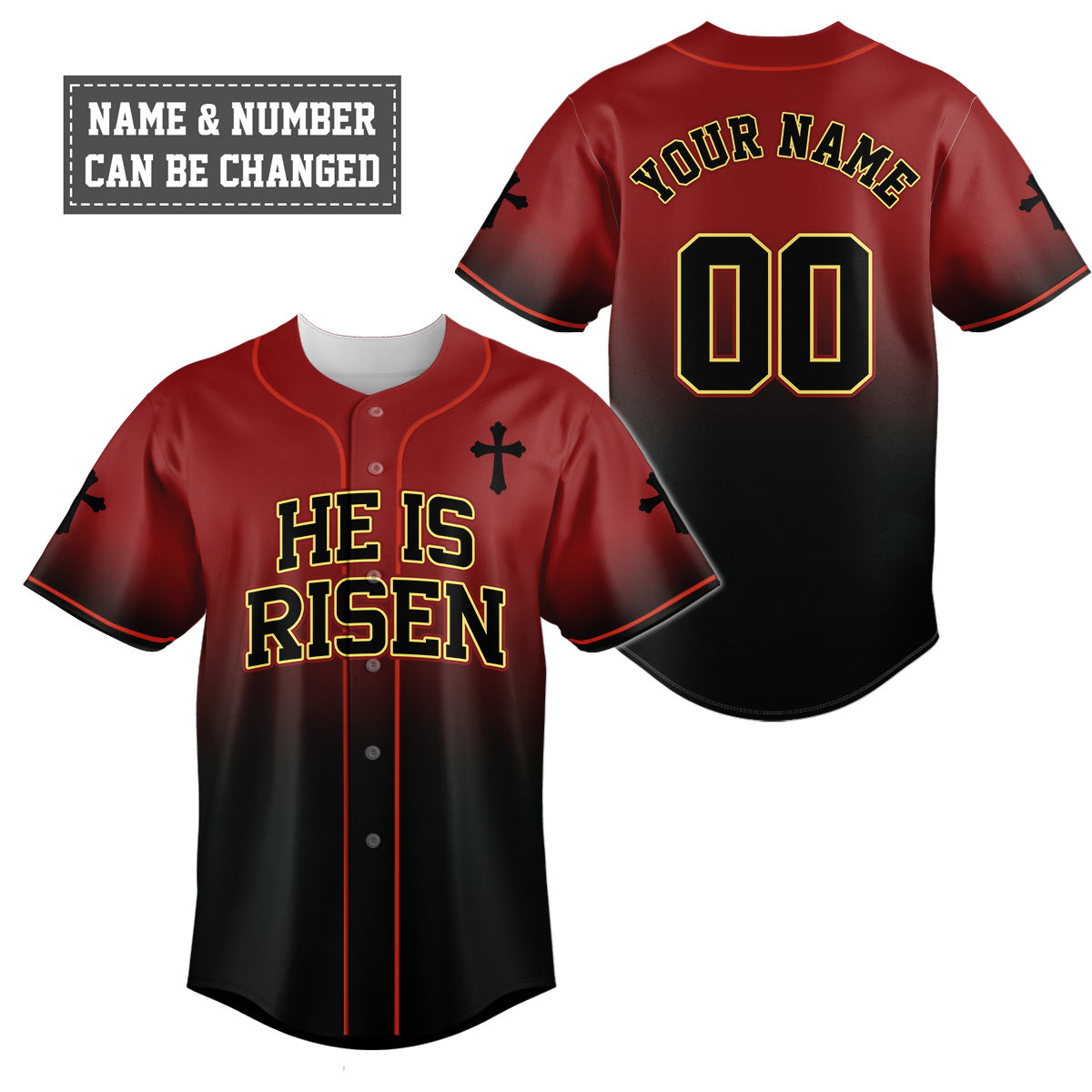 He Is Risen Gradient Baseball Jersey
