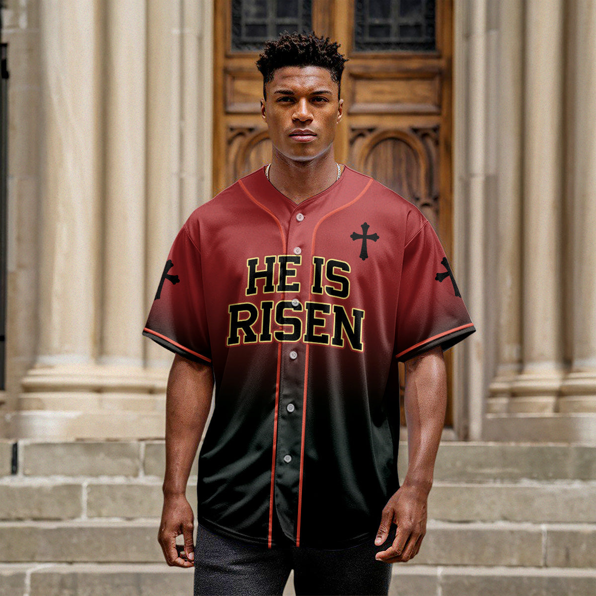 He Is Risen Gradient Baseball Jersey